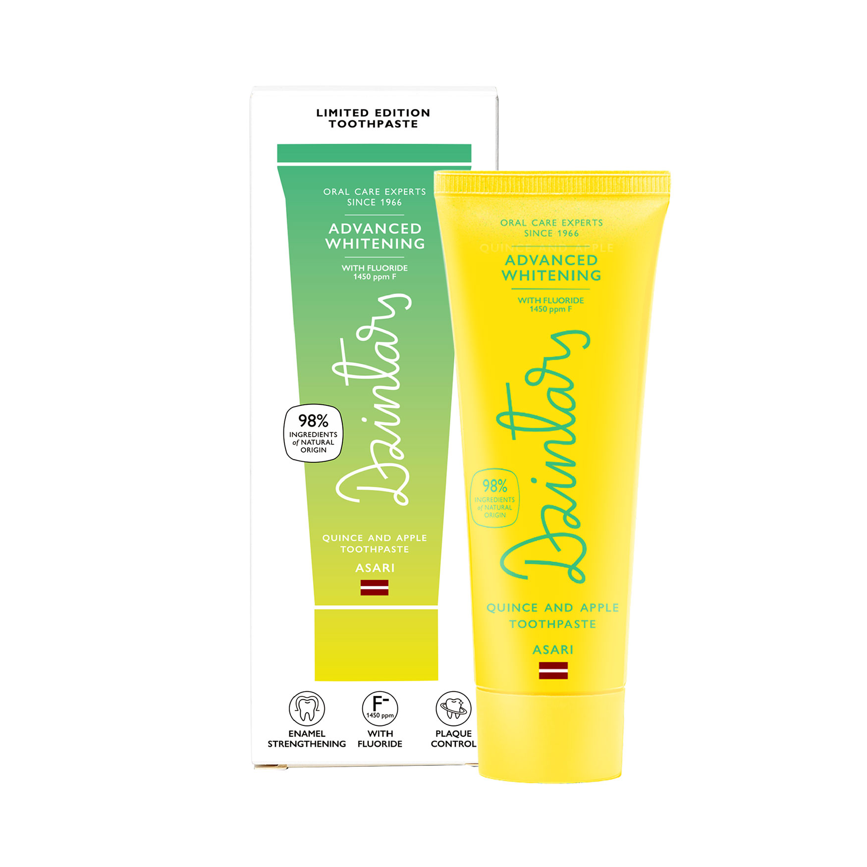 Відбілювальна зубна паста Dzintars Asari Advanced Whitening Quince And Apple Toothpaste, 75 мл