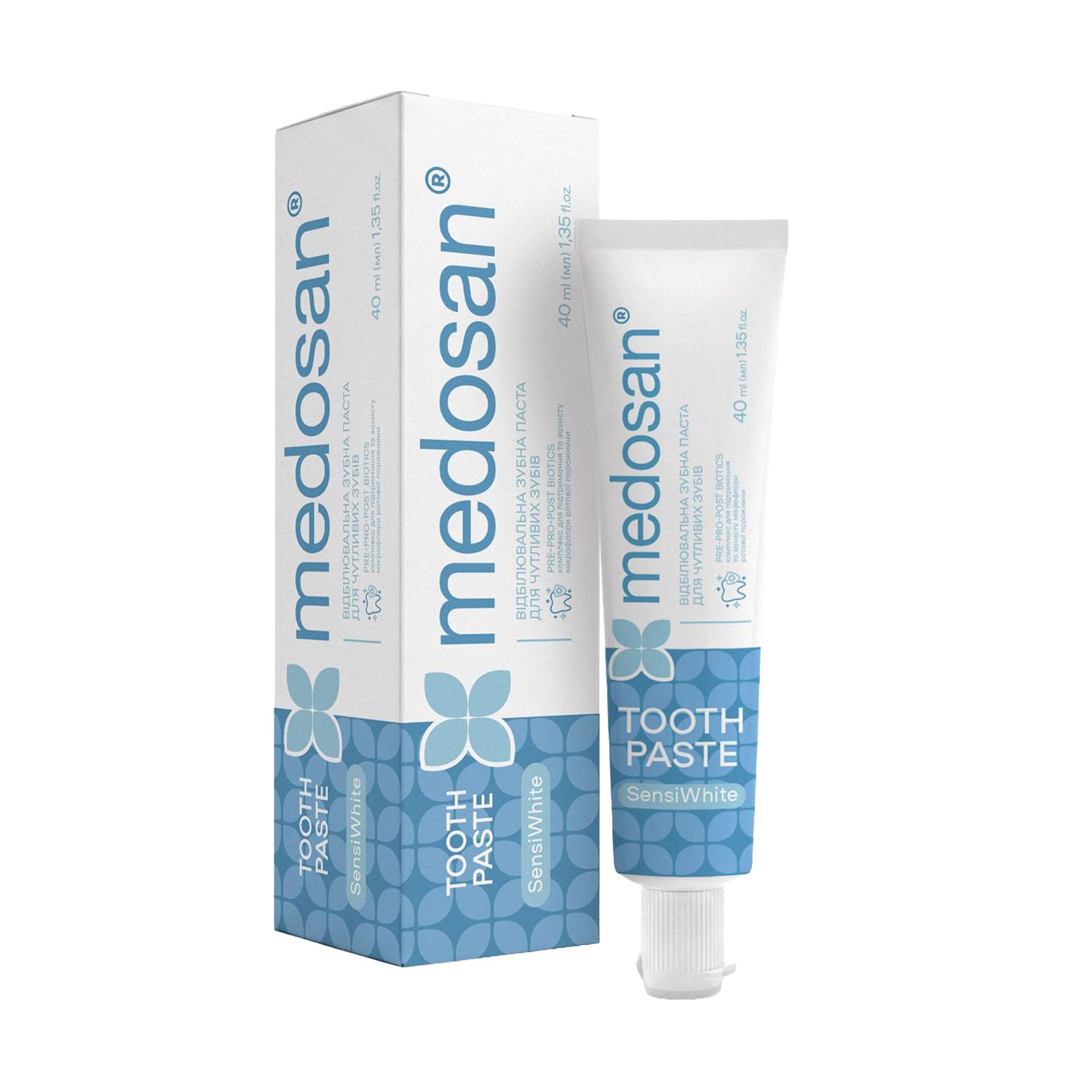 Відбілювальна зубна паста Medosan SensiWhite Toothpaste для чутливих зубів, 40 мл
