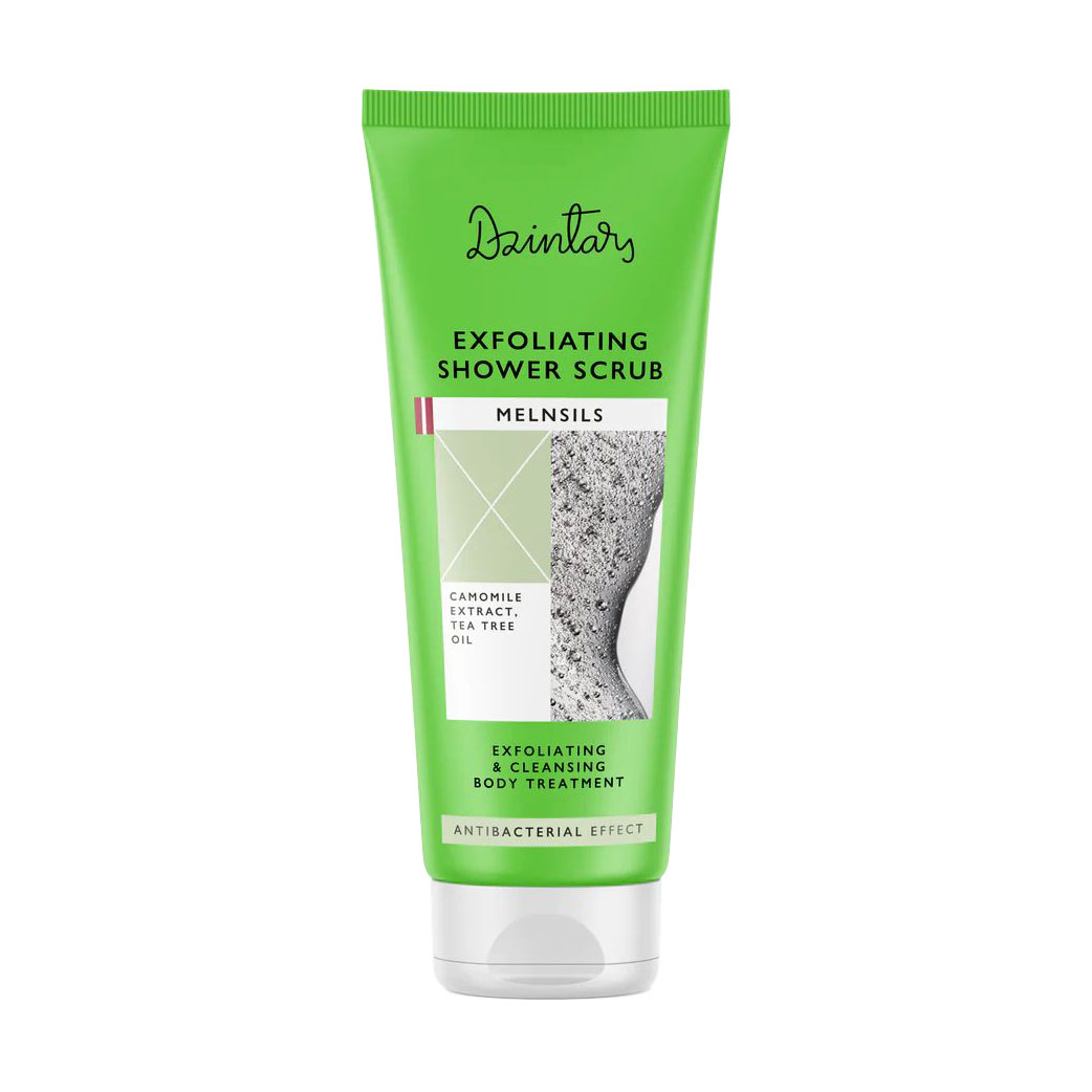 Відлущувальний антибактеріальний гель для тіла Dzintars Melnsils Exfoliating Shower Scrub з олією чайного дерева, 200 мл