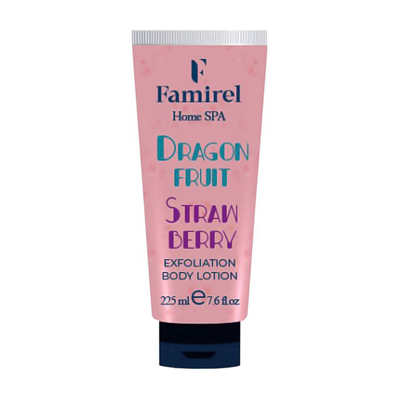 Відлущувальний пілінг-лосьйон для тіла Famirel Home Spa Exfoliant Body Lotion, Dragon Fruit &amp; Strawberry, 225 мл