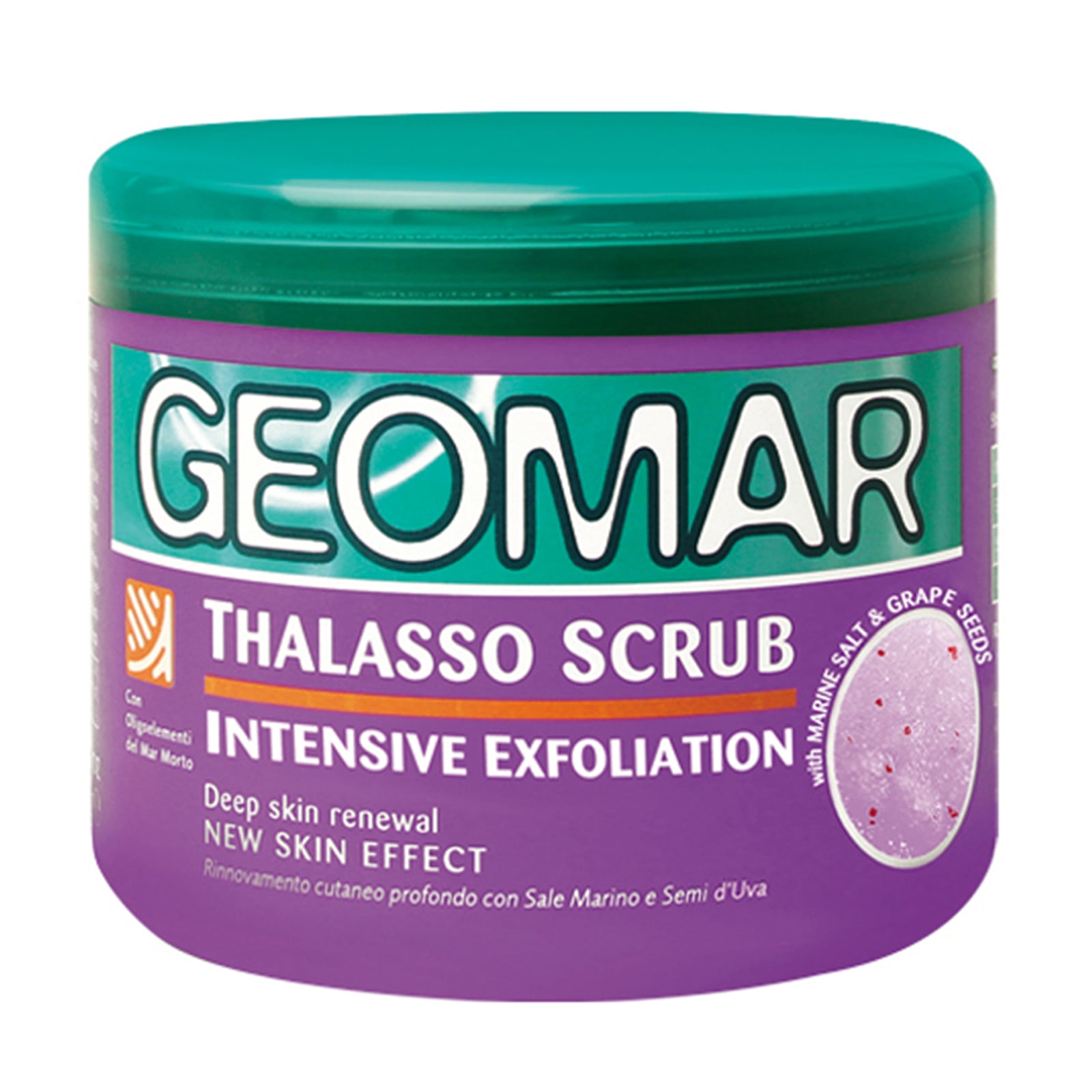 Відлущувальний скраб для тіла Geomar Thalasso Scrub Intensive Exfoliation з морською сіллю та насінням винограду, 600 г