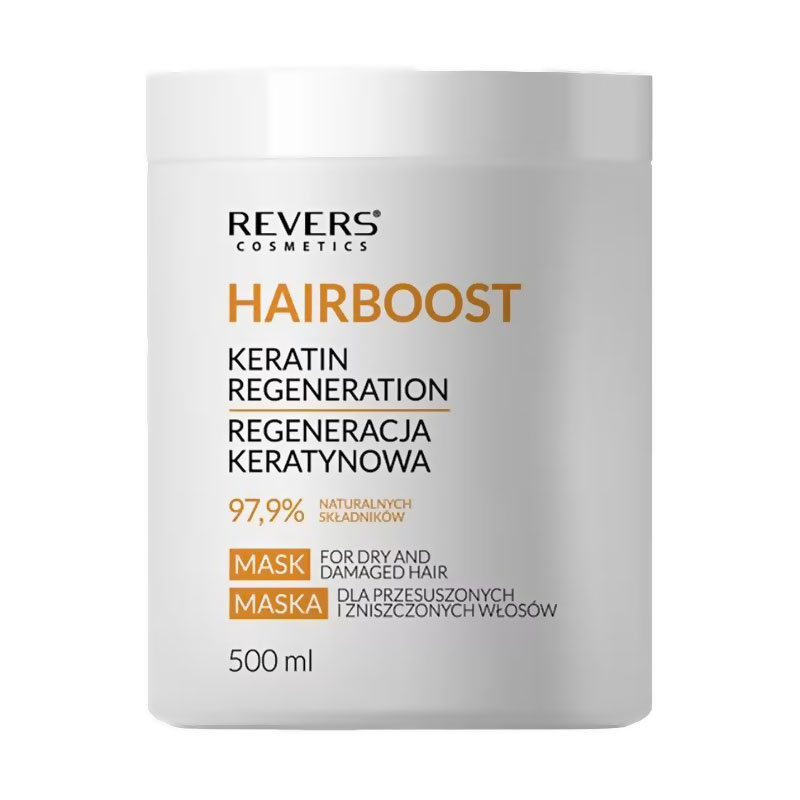 Відновлювальна кератинова маска Revers Cosmetics Hairboost Keratin Regeneration Mask для сухого та пошкодженого волосся, 500 мл