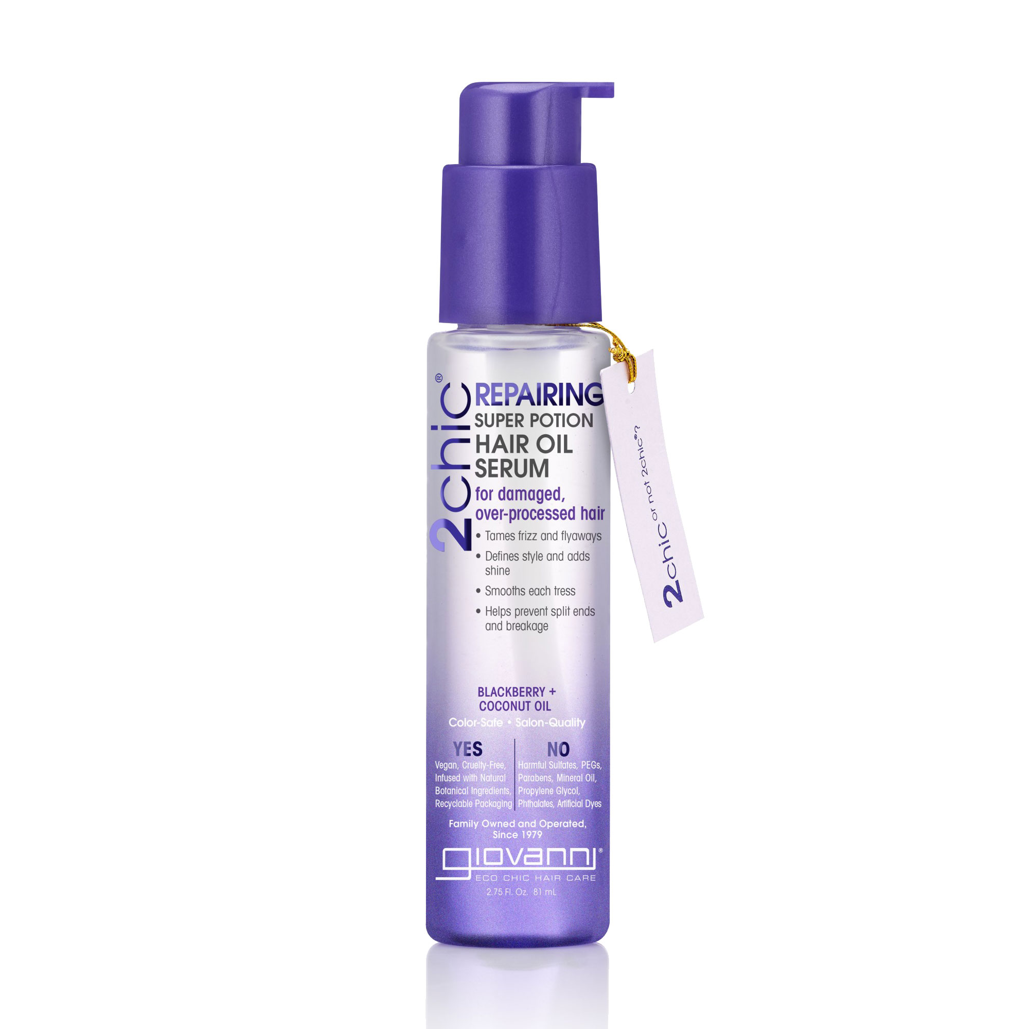 Відновлювальна олія-сироватка Giovanni 2chic Repair Super Potion Hair Oil Serum Blackberry &amp; Coconut Milk для дуже пошкодженого волосся, 81 мл