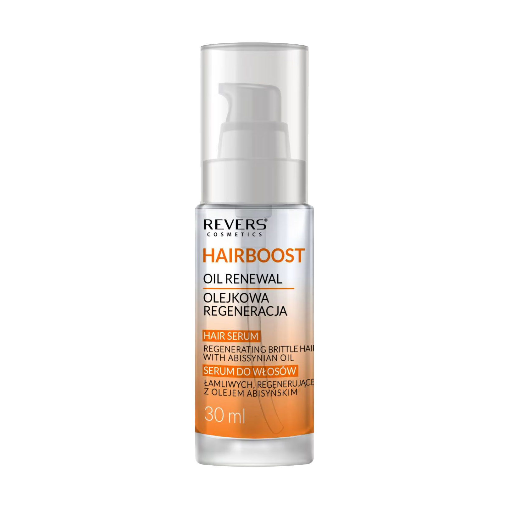 Відновлювальна сироватка Revers Cosmetics Hairboost Hair Serum для ламкого волосся, з абіссінською олією, 30 мл