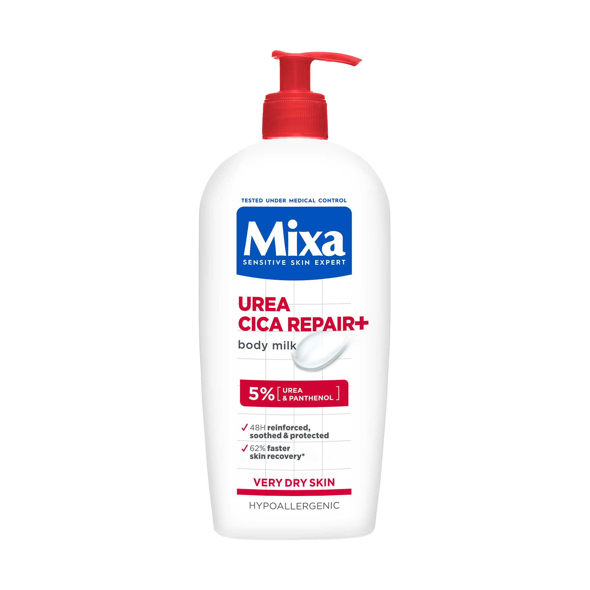 Відновлювальне молочко Mixa Urea Cica Repair+ з сечовиною, для дуже сухої шкіри тіла, 400 мл