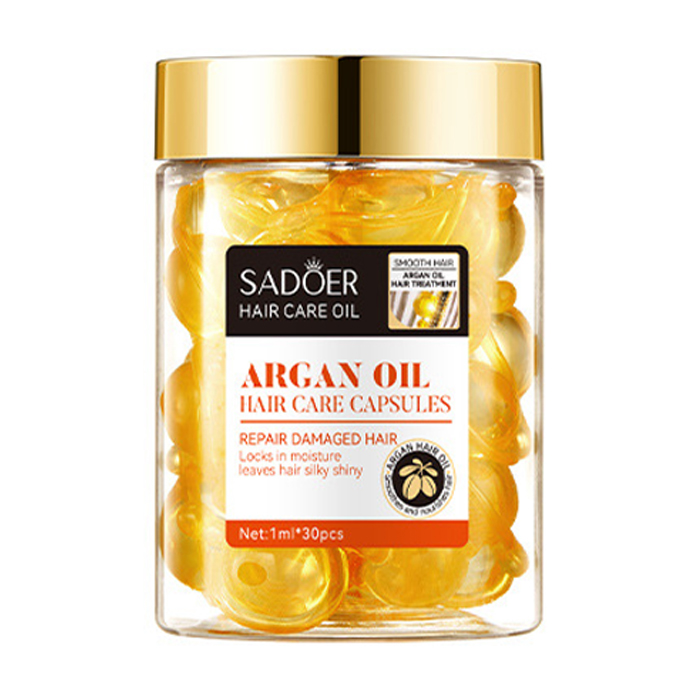 Відновлювальні капсули для волосся Sadoer Argan Oil Hazelnut Smooth Hair Care Capsules з олією аргану та ліщиною, 30*1 мл