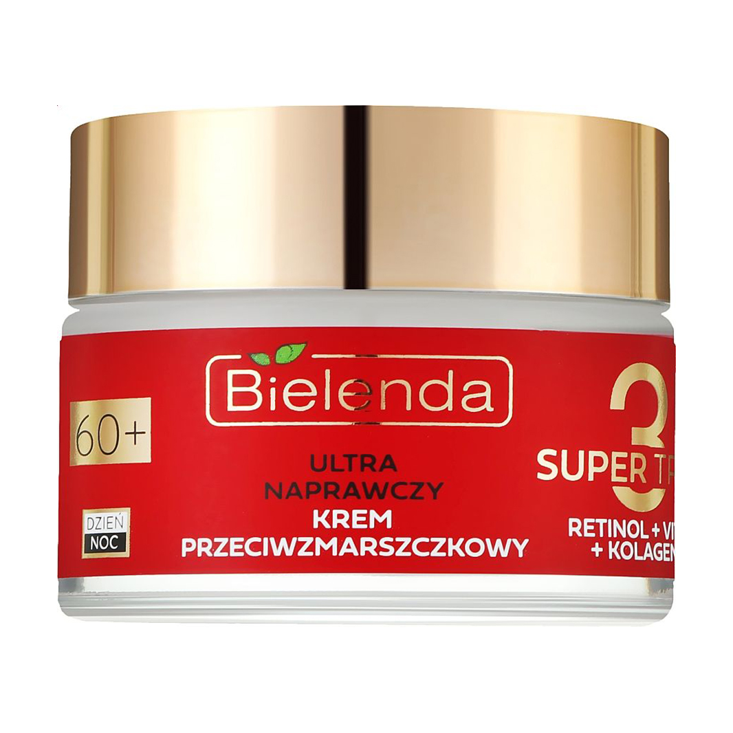 Відновлювальний крем для обличчя Bielenda Super Trio Retinol + Vit C + Kolagen 60+ проти зморщок, 50 мл