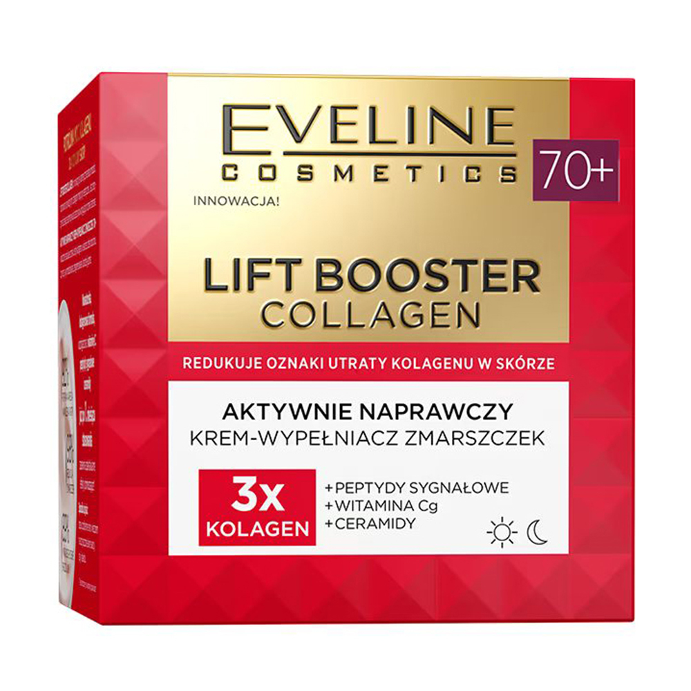Відновлювальний крем для обличчя Eveline Cosmetics Lift Booster Collagen Actively Repairing Cream-Wrinkle Filler 70+, 50 мл