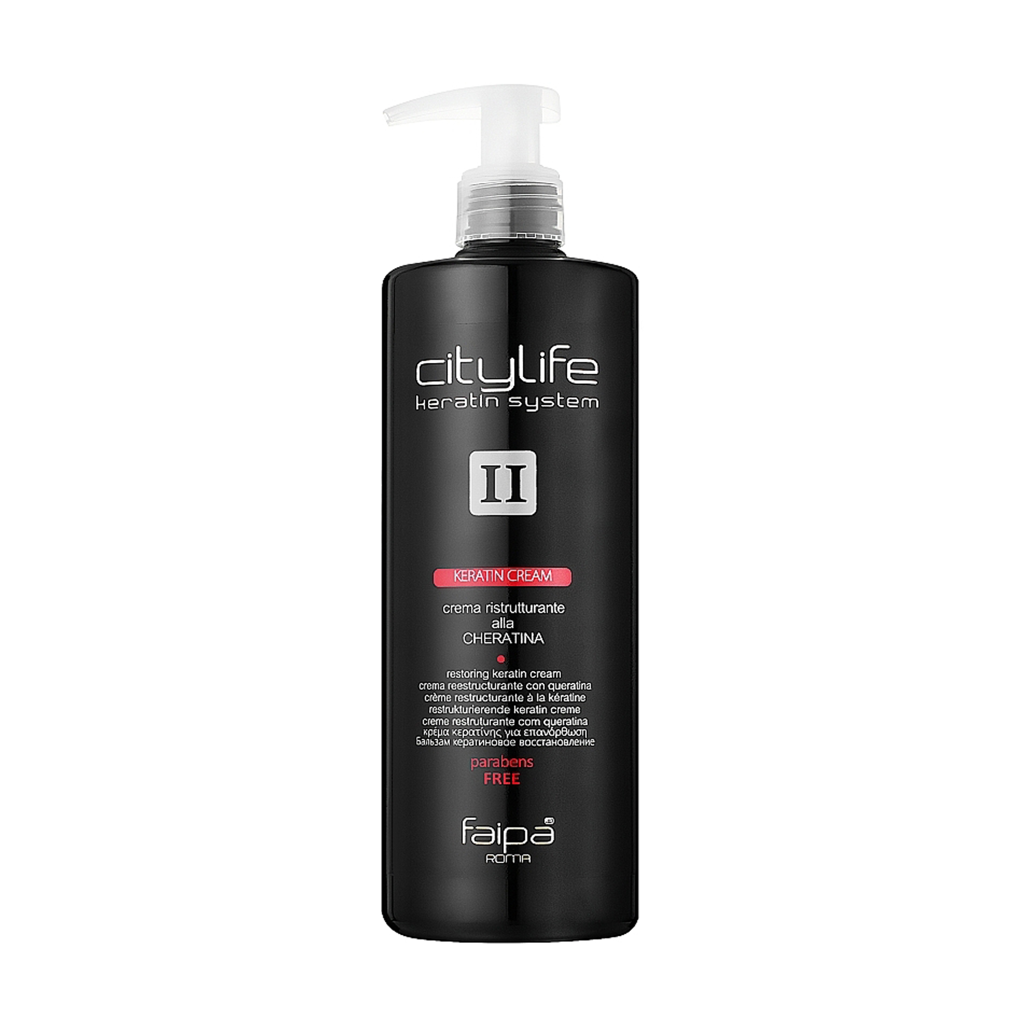 Відновлювальний крем для волосся Faipa Roma CityLife Keratin System Keratin Cream з кератином, 500 мл