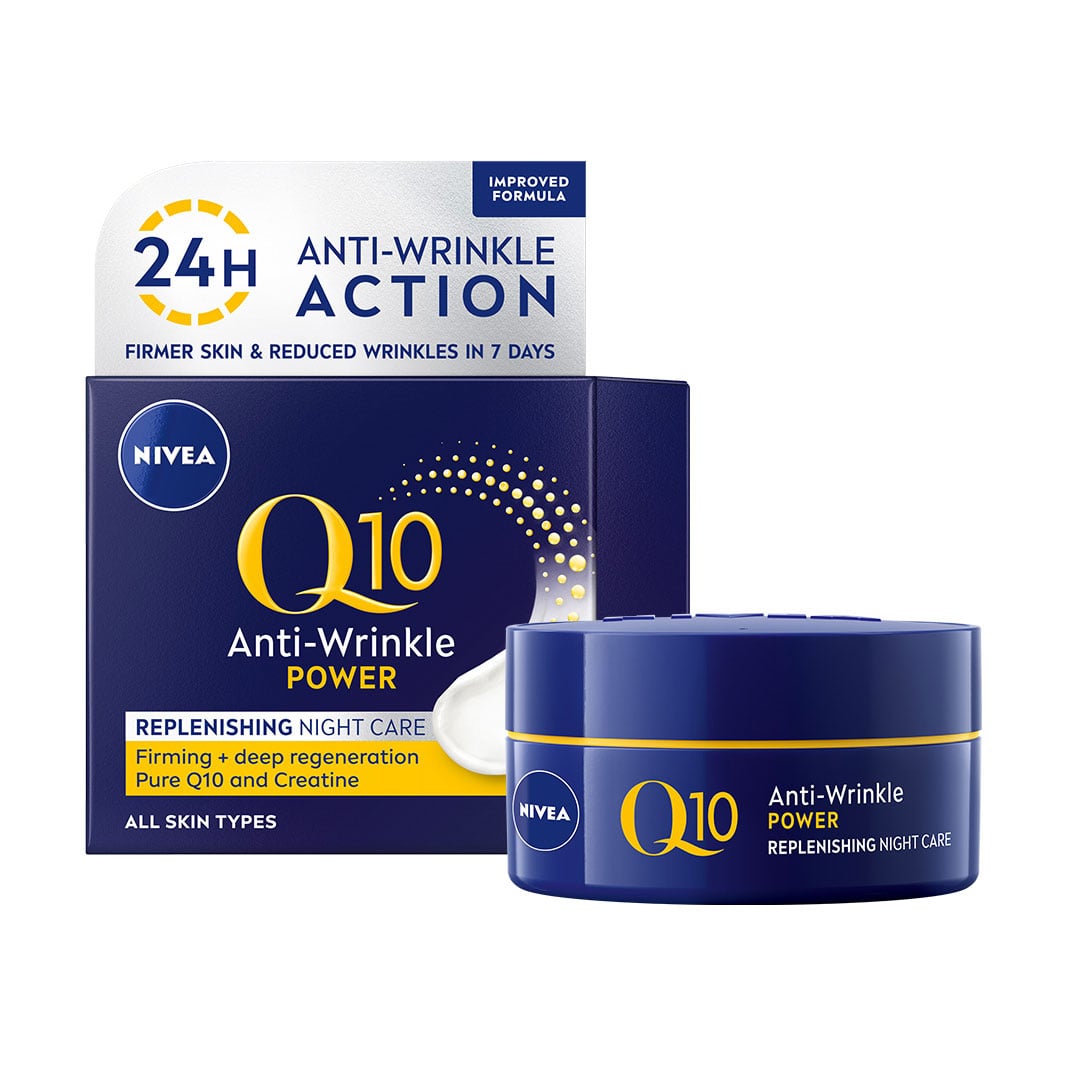 Відновлювальний нічний крем для обличчя, проти зморщок NIVEA Q10 Power, 50 мл
