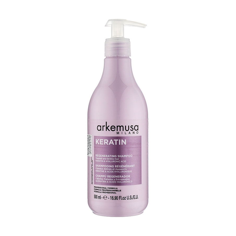 Відновлювальний шампунь для ламкого волосся Arkemusa Keratin Shampoo з кератином, 500 мл