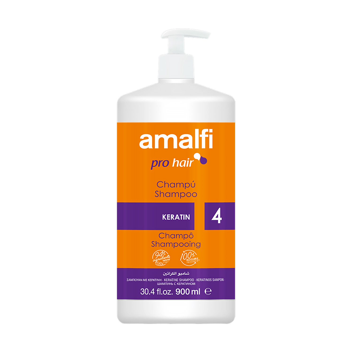 Відновлювальний шампунь для волосся Amalfi Pro Hair Keratin Shampoo, 900 мл (з дозатором)
