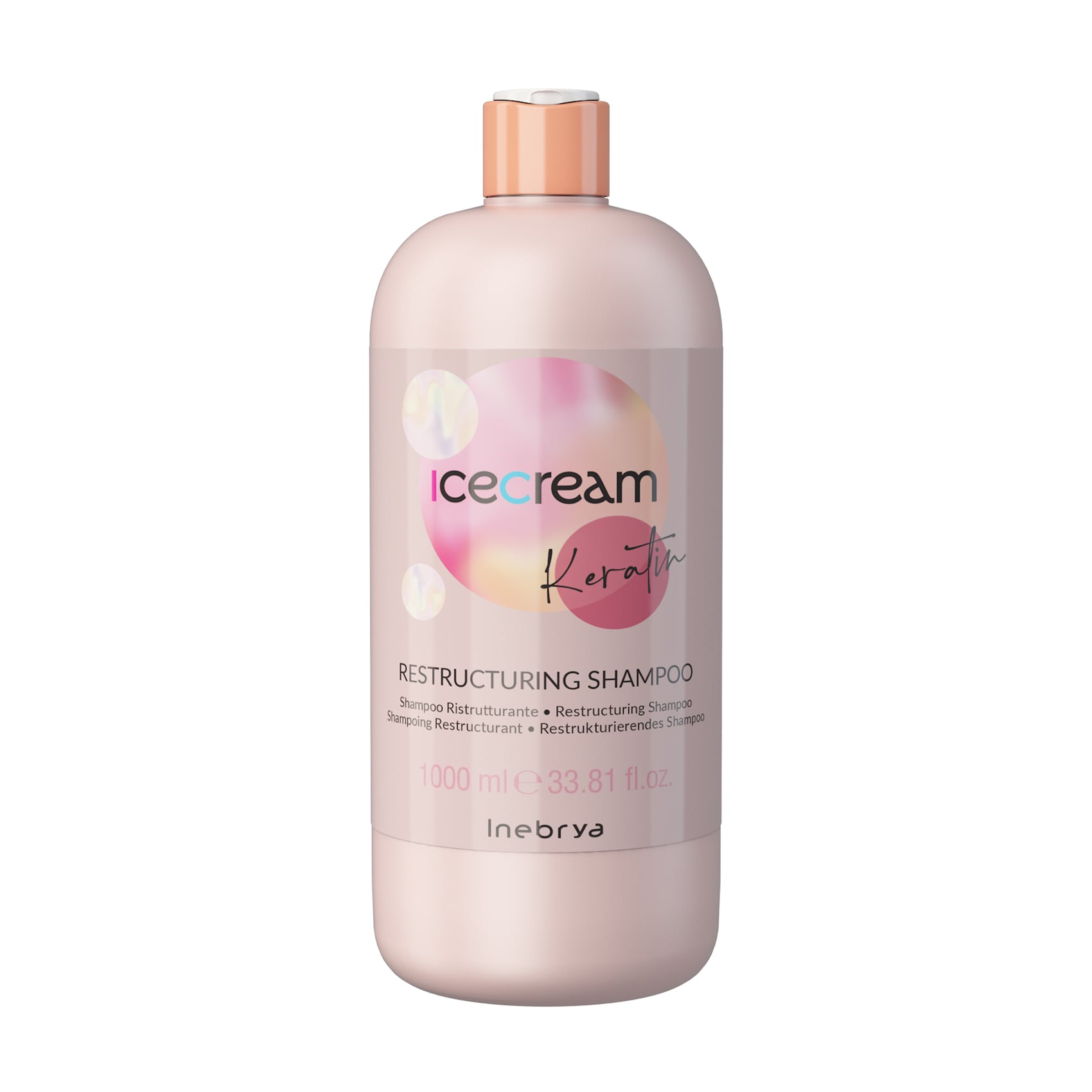 Відновлювальний шампунь для волосся Inebrya Ice Cream Keratin Restructuring Shampoo з кератином, 1 л