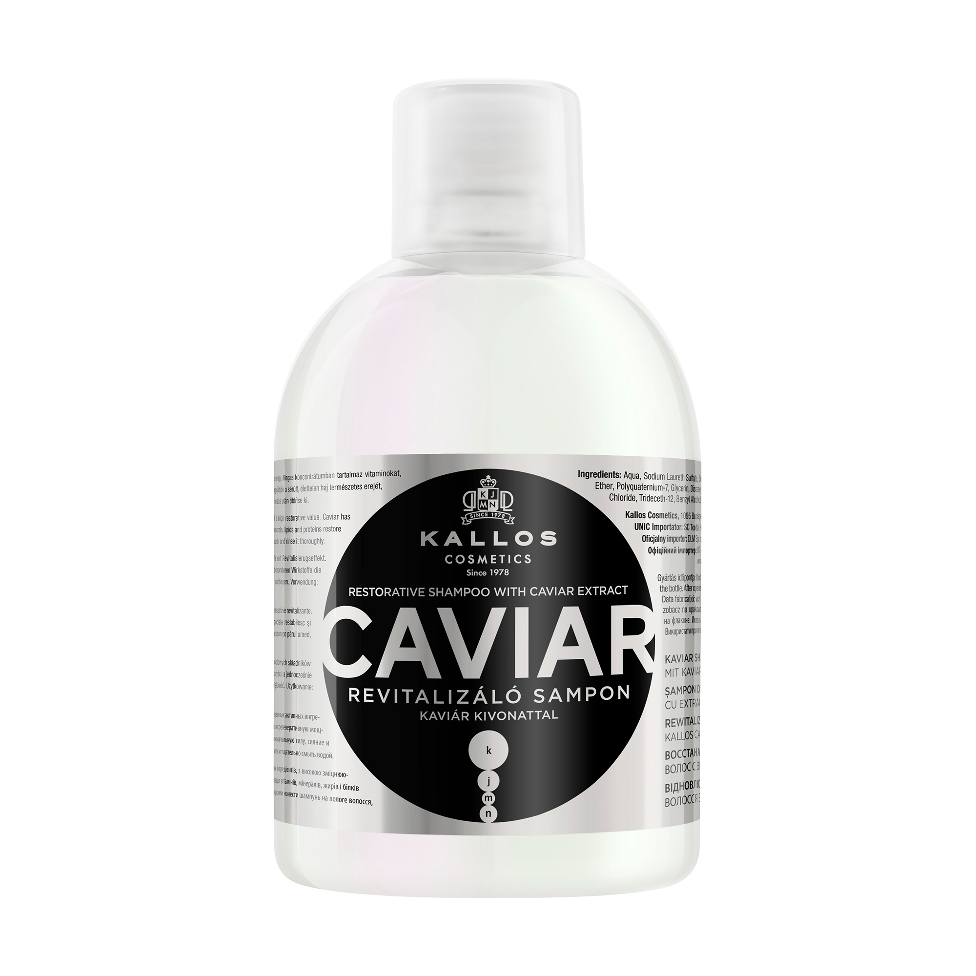 Відновлювальний шампунь для волосся Kallos Cosmetics KJMN Restorative Shampoo With Caviar Extract з екстрактом чорної ікри, 1 л