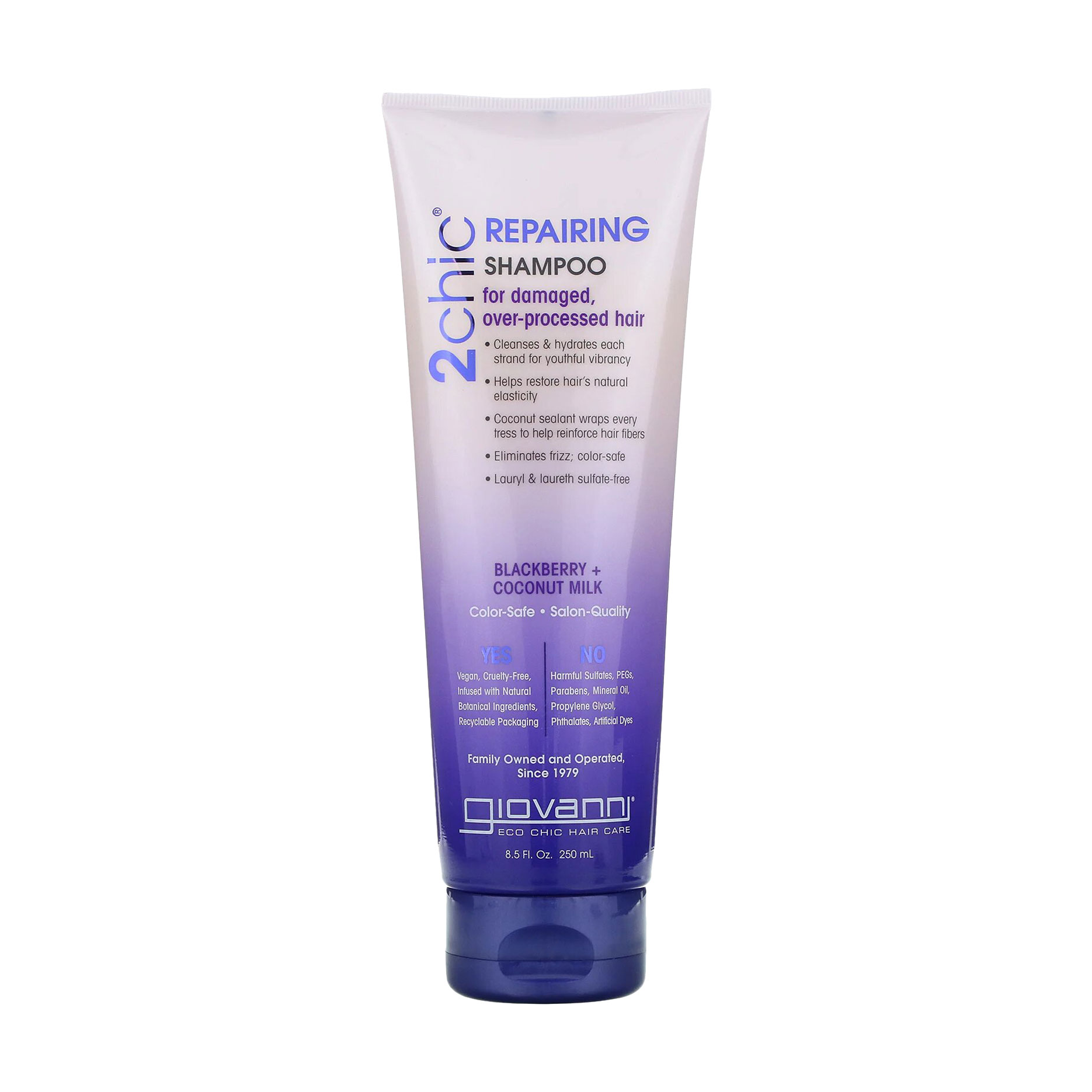 Відновлювальний шампунь Giovanni 2chic Repairing Shampoo Blackberry &amp; Coconut Milk для дуже пошкодженого волосся, 250 мл