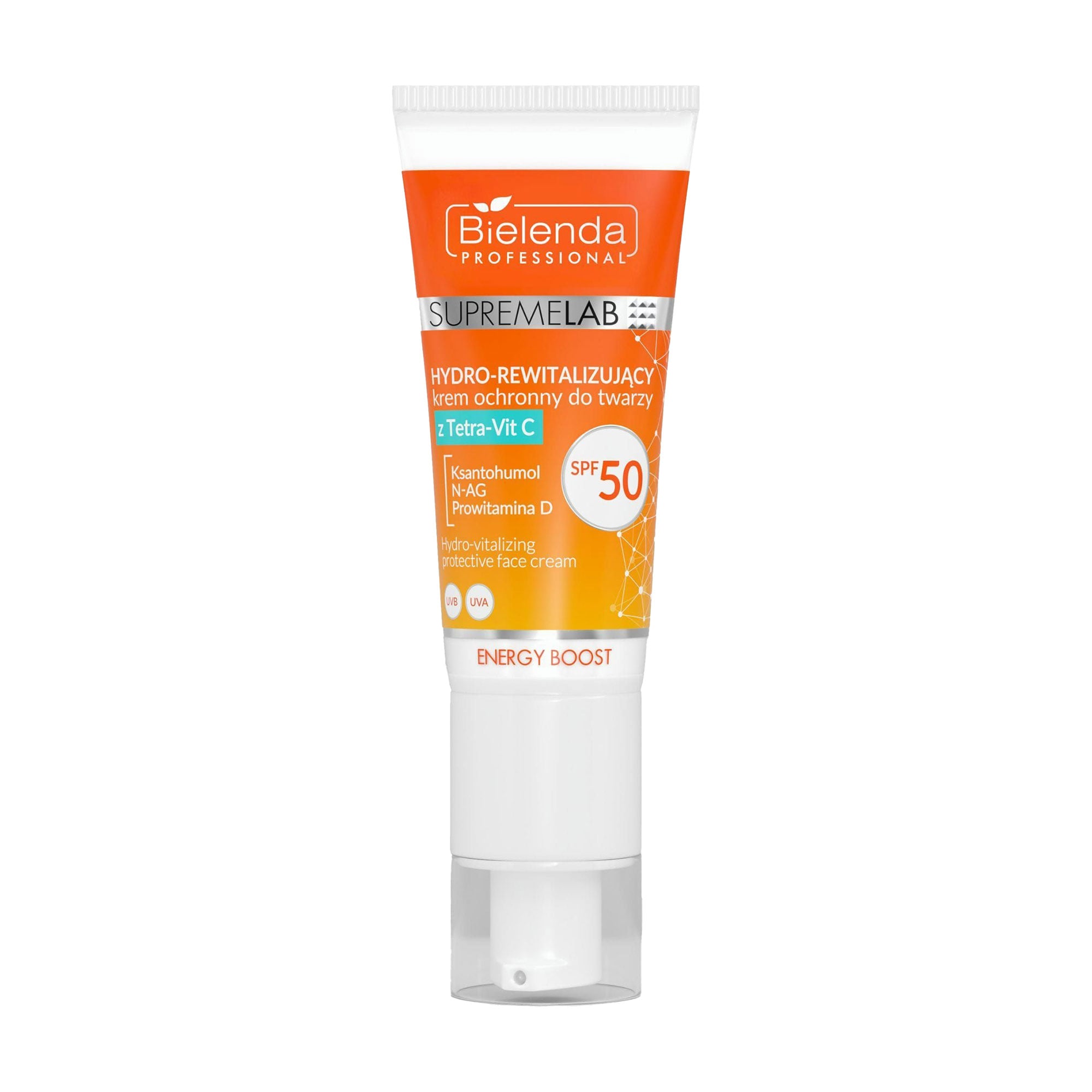 Відновлювальний захисний крем для обличчя Bielenda Professional Supremelab Energy Boost Hydro-Vitalizing Protective Face Cream, SPF 50, 40 мл
