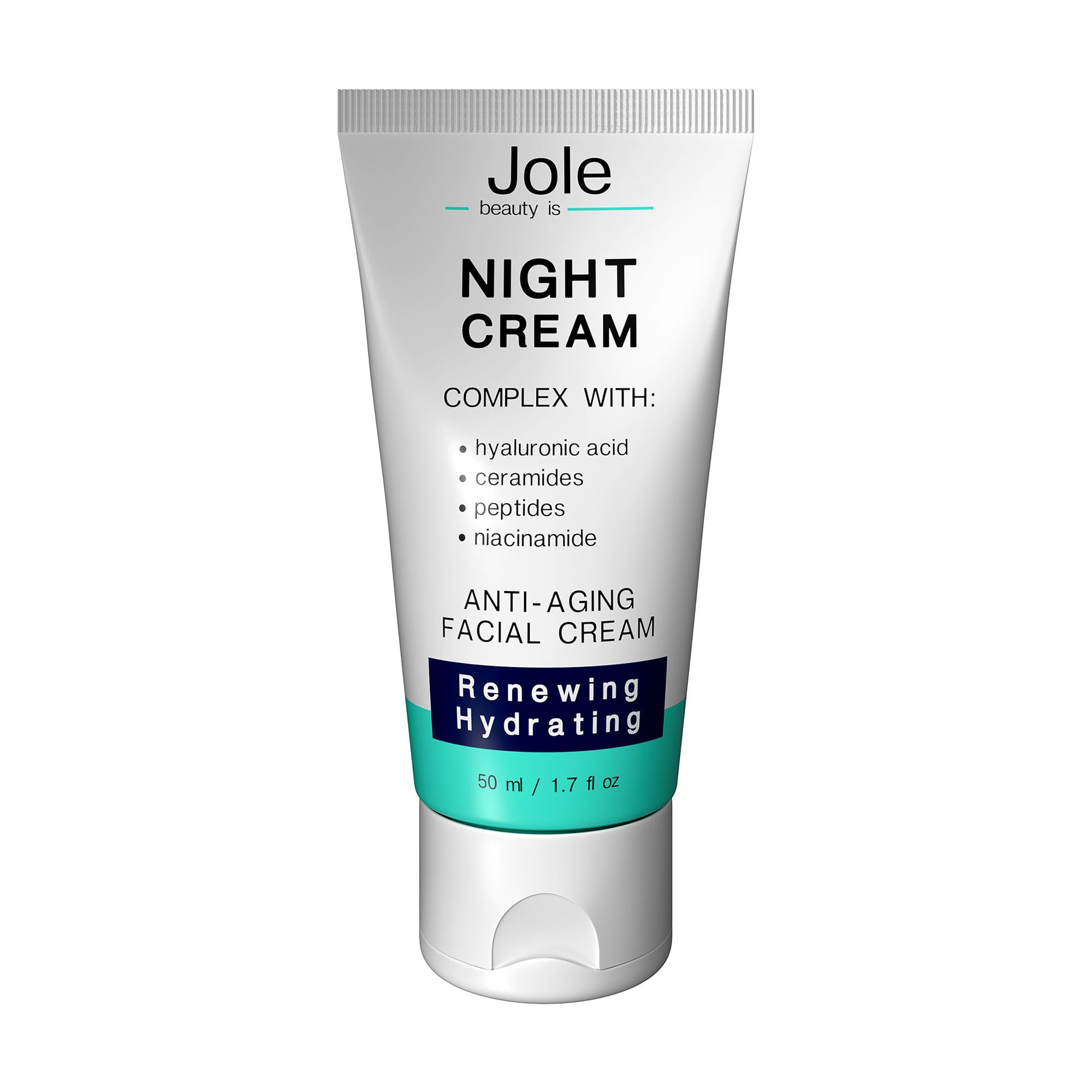 Відновлюючий нічний крем для обличчя Jole Night Cream Anti-Aging Facial Cream з гіалуроновою кислотою, комплексом пептидів та керамідів, 50 мл