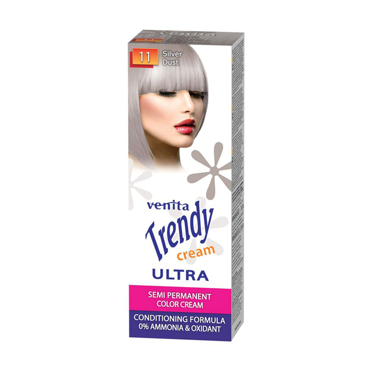 Відтінкова крем-фарба для волосся Venita Trendy Semi Permanent Color Cream 11 Срібний блиск, 105 мл