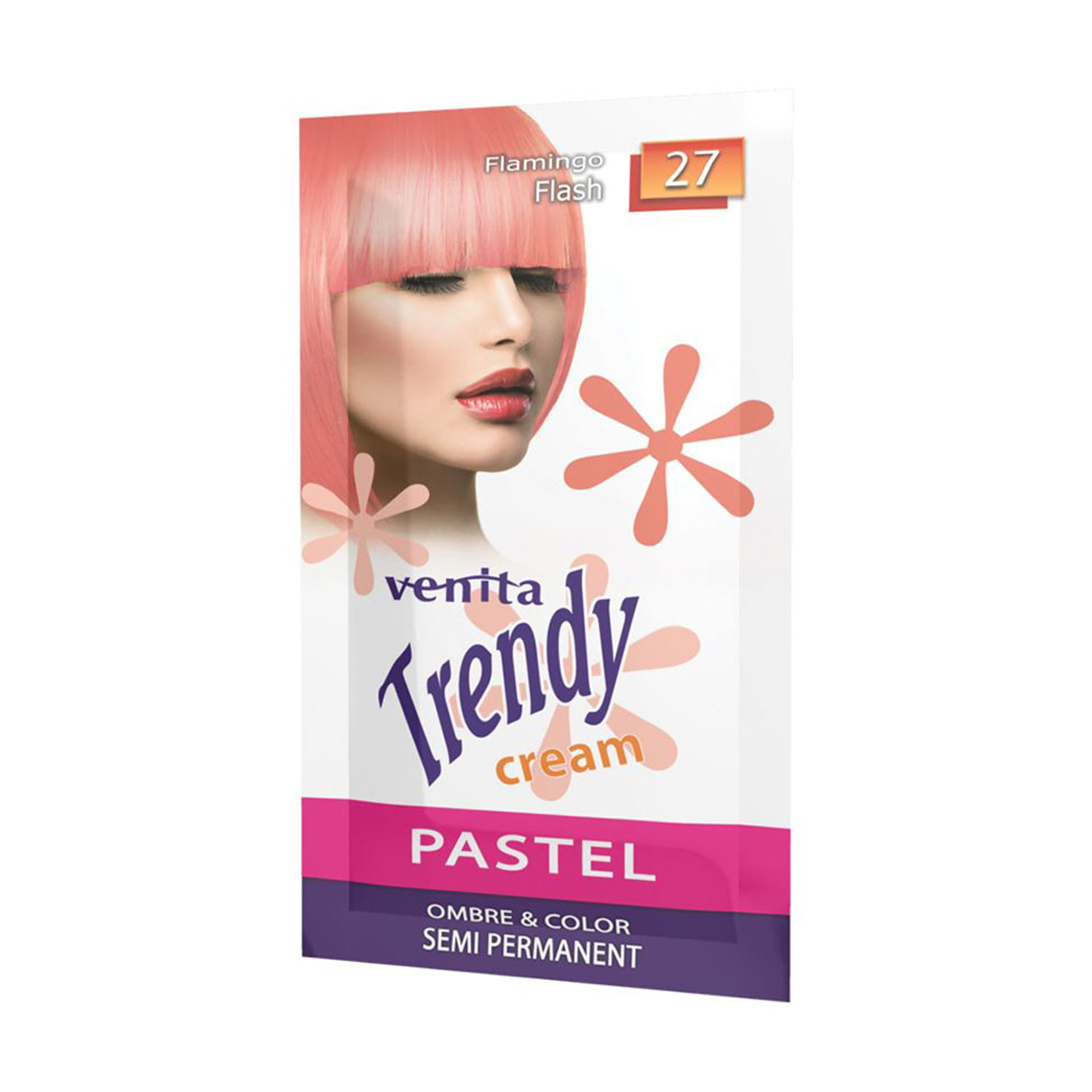 Відтінкова крем-фарба для волосся Venita Trendy Semi Permanent Color Cream 27 Фламінговий рожевий, 35 г (саше)