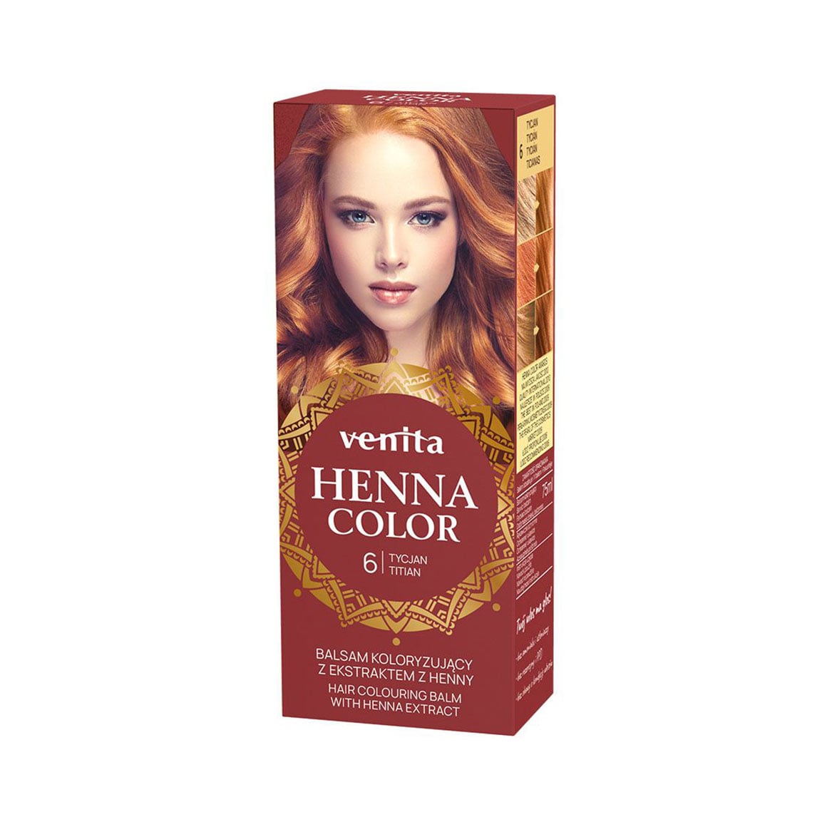 Відтінковий бальзам для волосся Venita Henna Color Hair Colouring Balm з екстрактом хни, 06 Titian, 50 мл