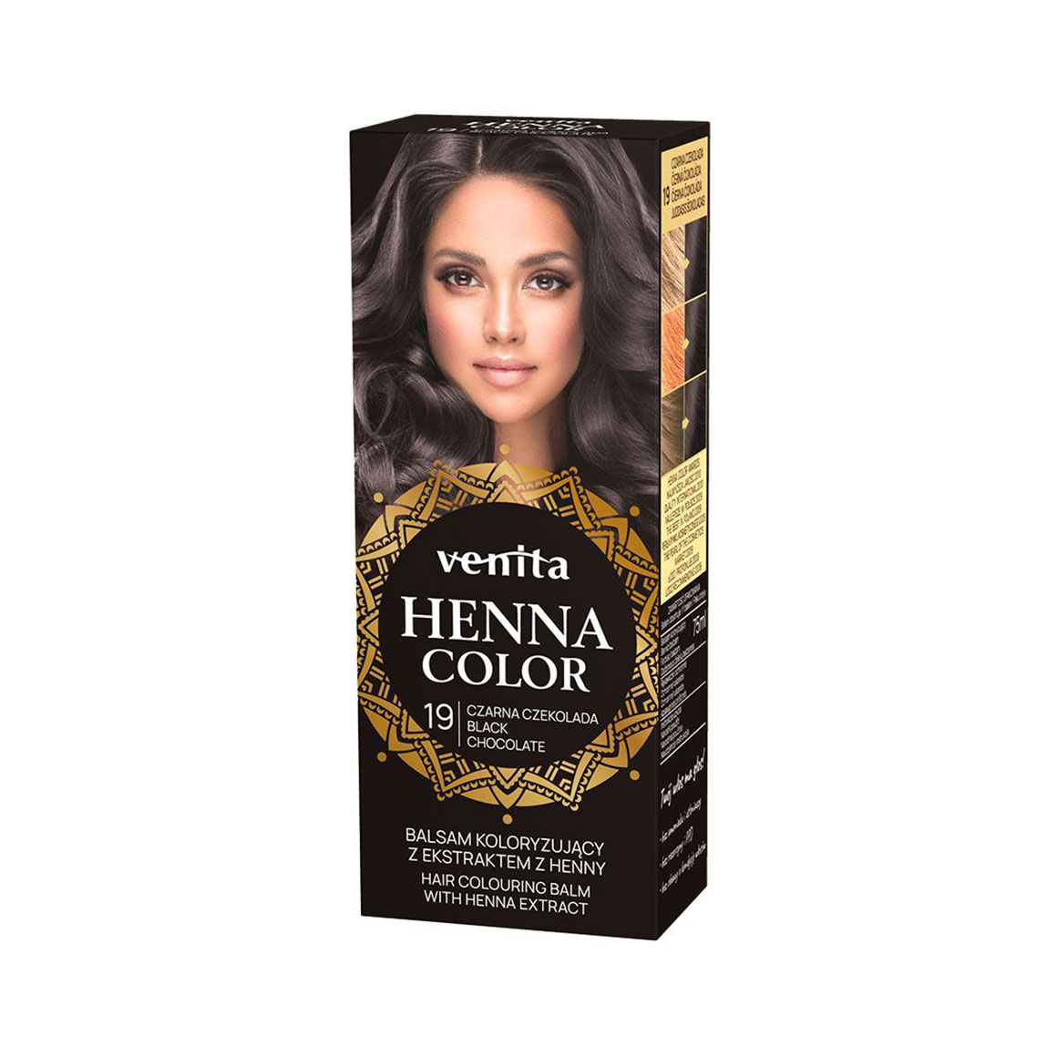 Відтінковий бальзам для волосся Venita Henna Color Hair Colouring Balm з екстрактом хни, 19 Black Chocolate, 50 мл