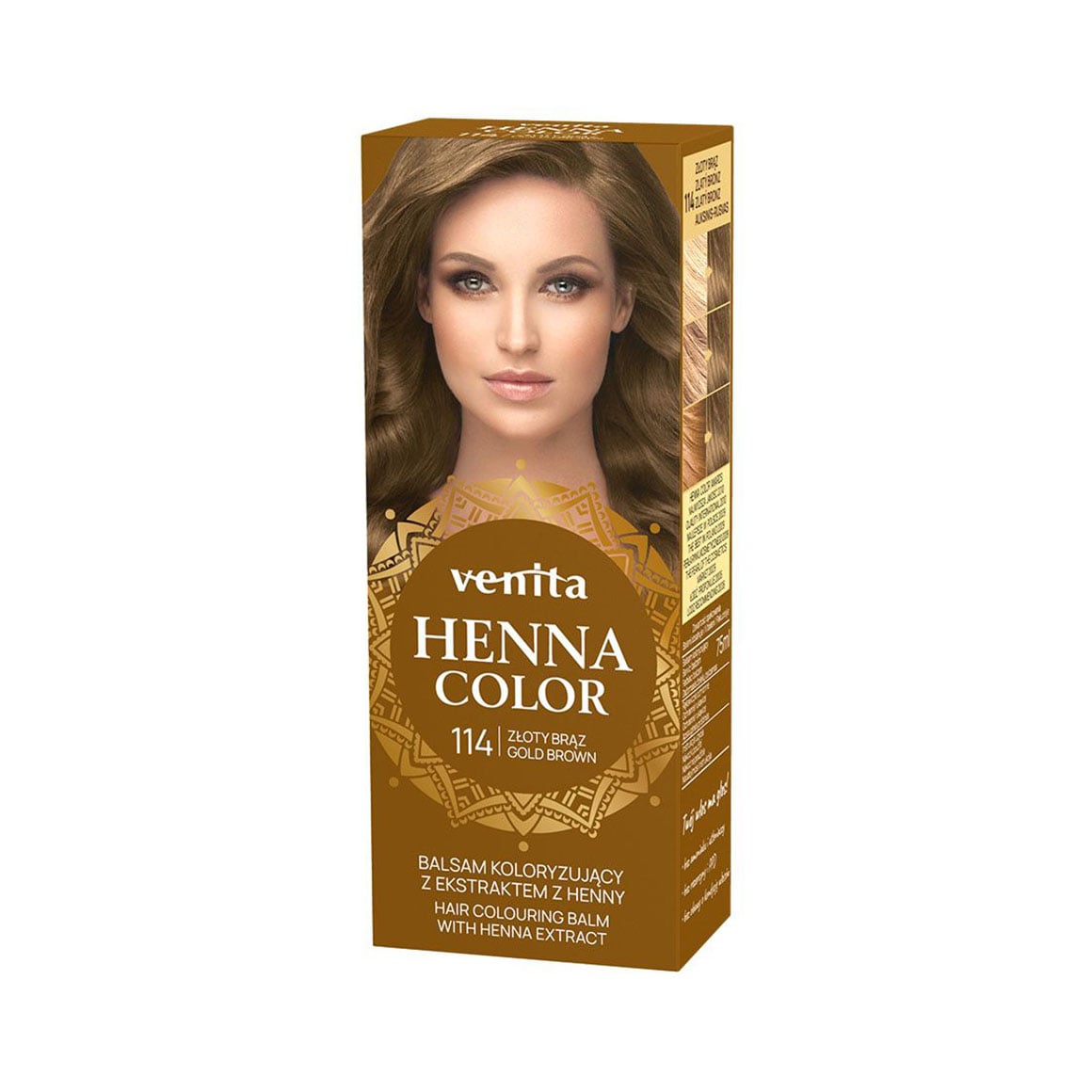 Відтінковий бальзам для волосся Venita Henna Color Hair Colouring Balm з екстрактом хни, 114 Gold Brown, 50 мл