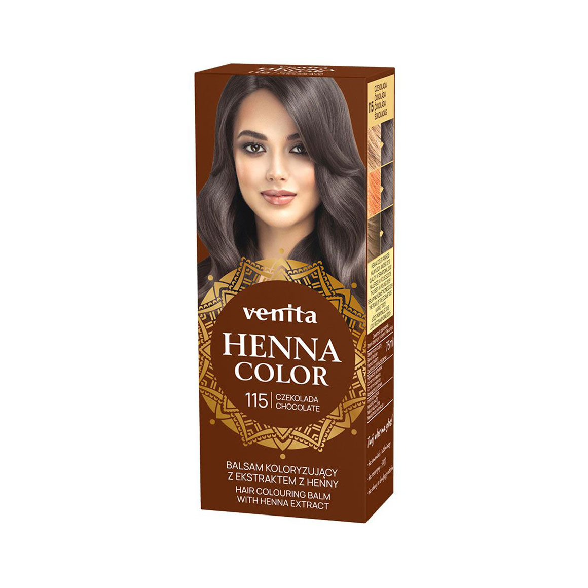 Відтінковий бальзам для волосся Venita Henna Color Hair Colouring Balm з екстрактом хни, 115 Chocolate, 50 мл