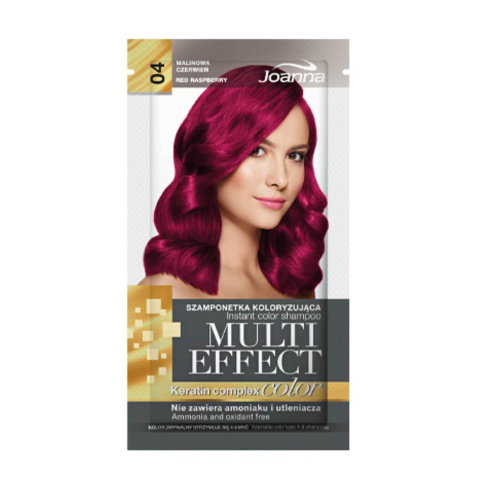 Відтінковий шампунь для волосся Joanna Multi Effect Color Keratin Complex 04 Red Raspberry, 35 г