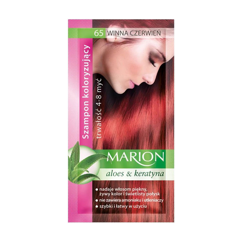 Відтінковий шампунь для волосся Marion Aloe &amp; Keratin Hair Color Shampoo 65 Wine Red, 40 мл