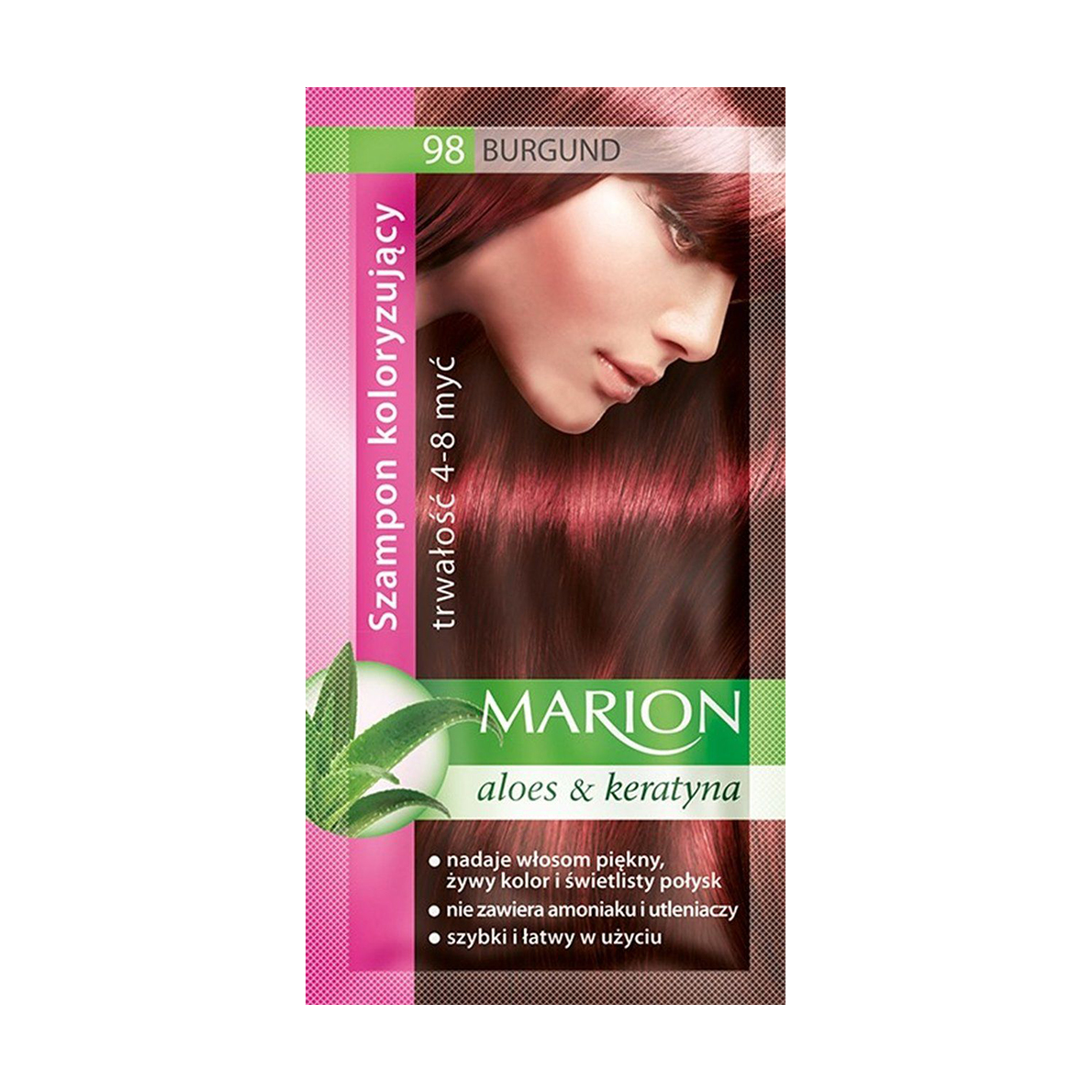 Відтінковий шампунь для волосся Marion Aloe &amp; Keratin Hair Color Shampoo 98 Burgundy, 40 мл