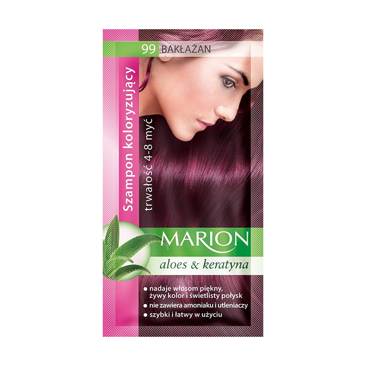 Відтінковий шампунь для волосся Marion Aloe &amp; Keratin Hair Color Shampoo 99 Aubergine, 40 мл