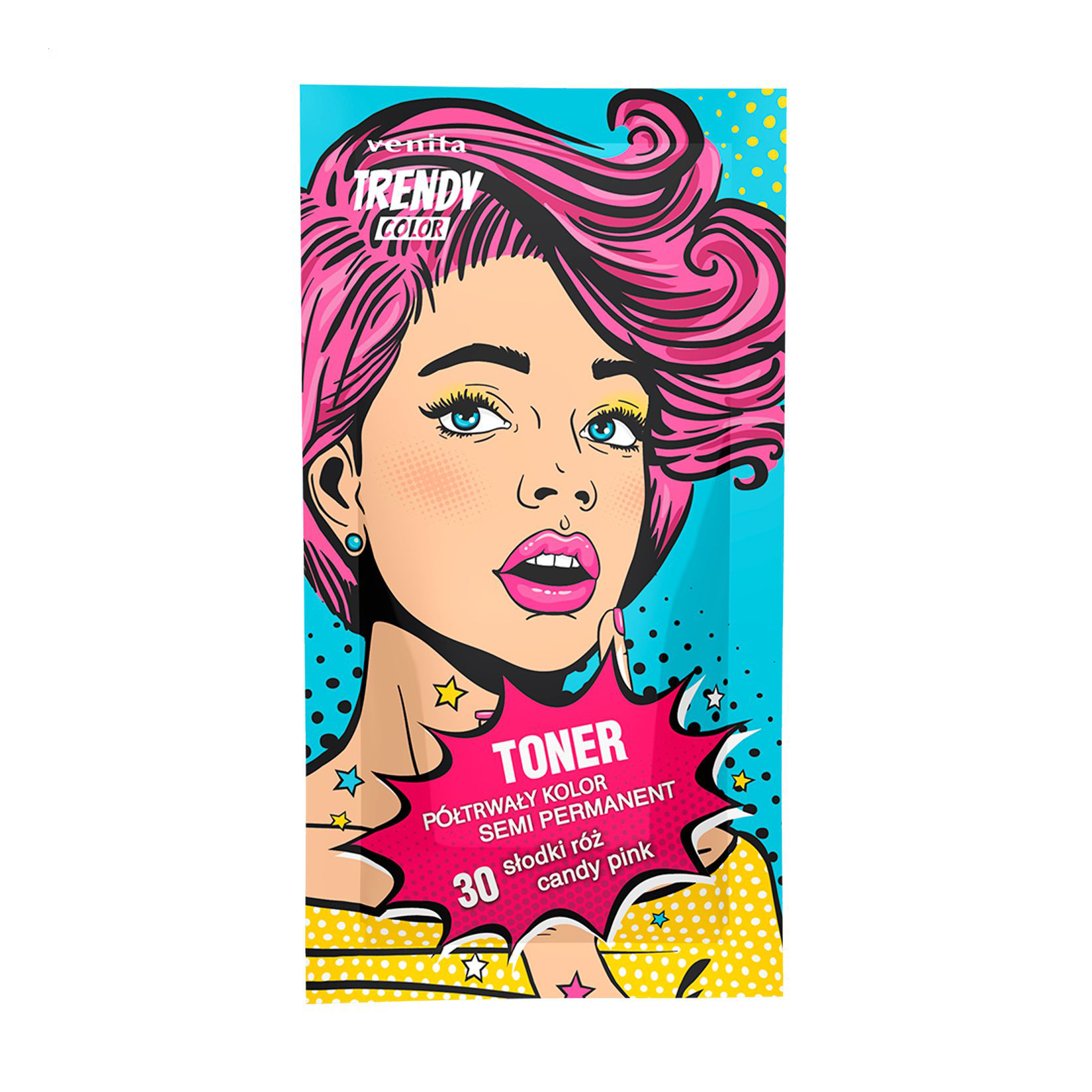 Відтінковий тонер для волосся Venita Trendy Color Toner 30 Candy Pink, 35 г (саше)