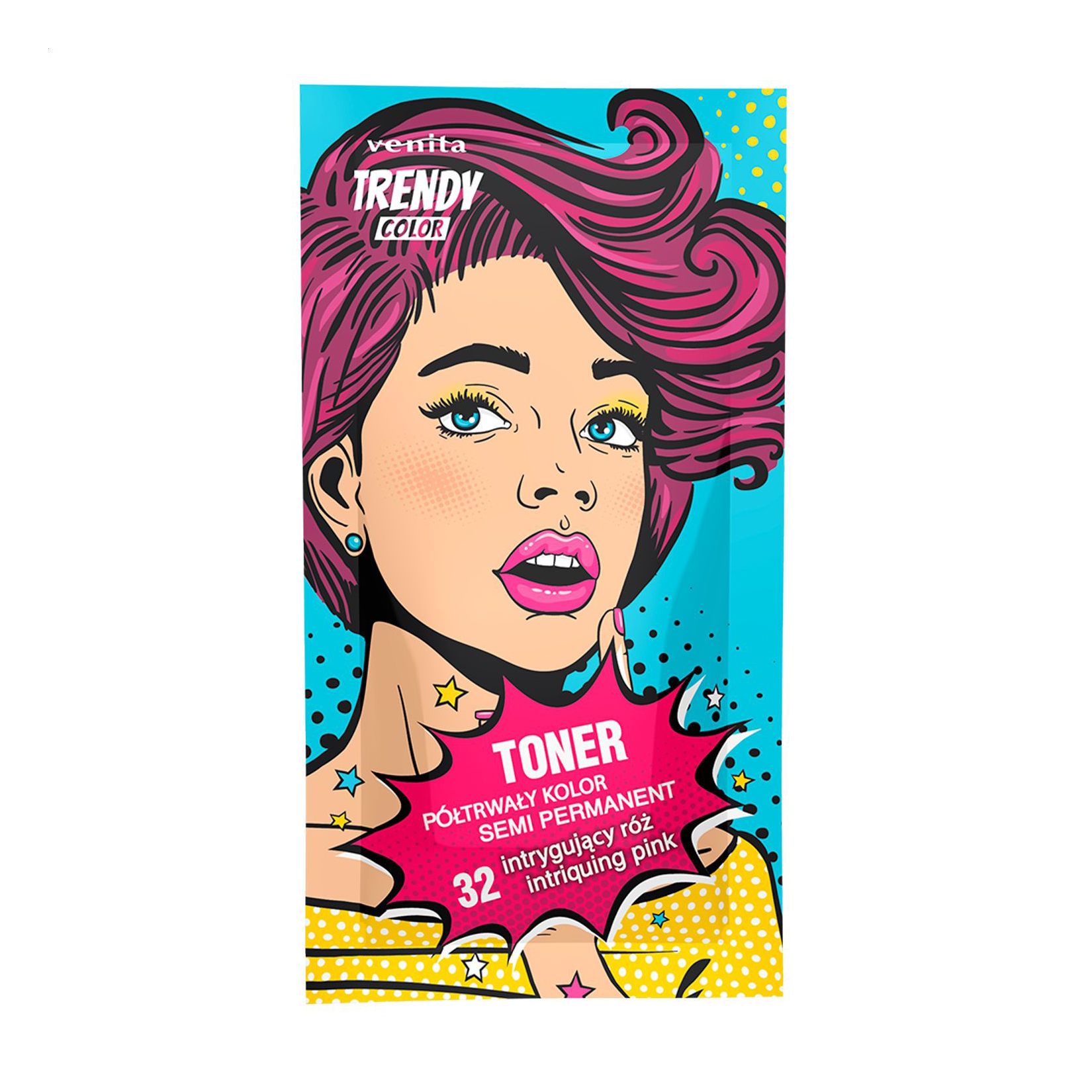 Відтінковий тонер для волосся Venita Trendy Color Toner 32 Intriquing Pink, 35 г (саше)