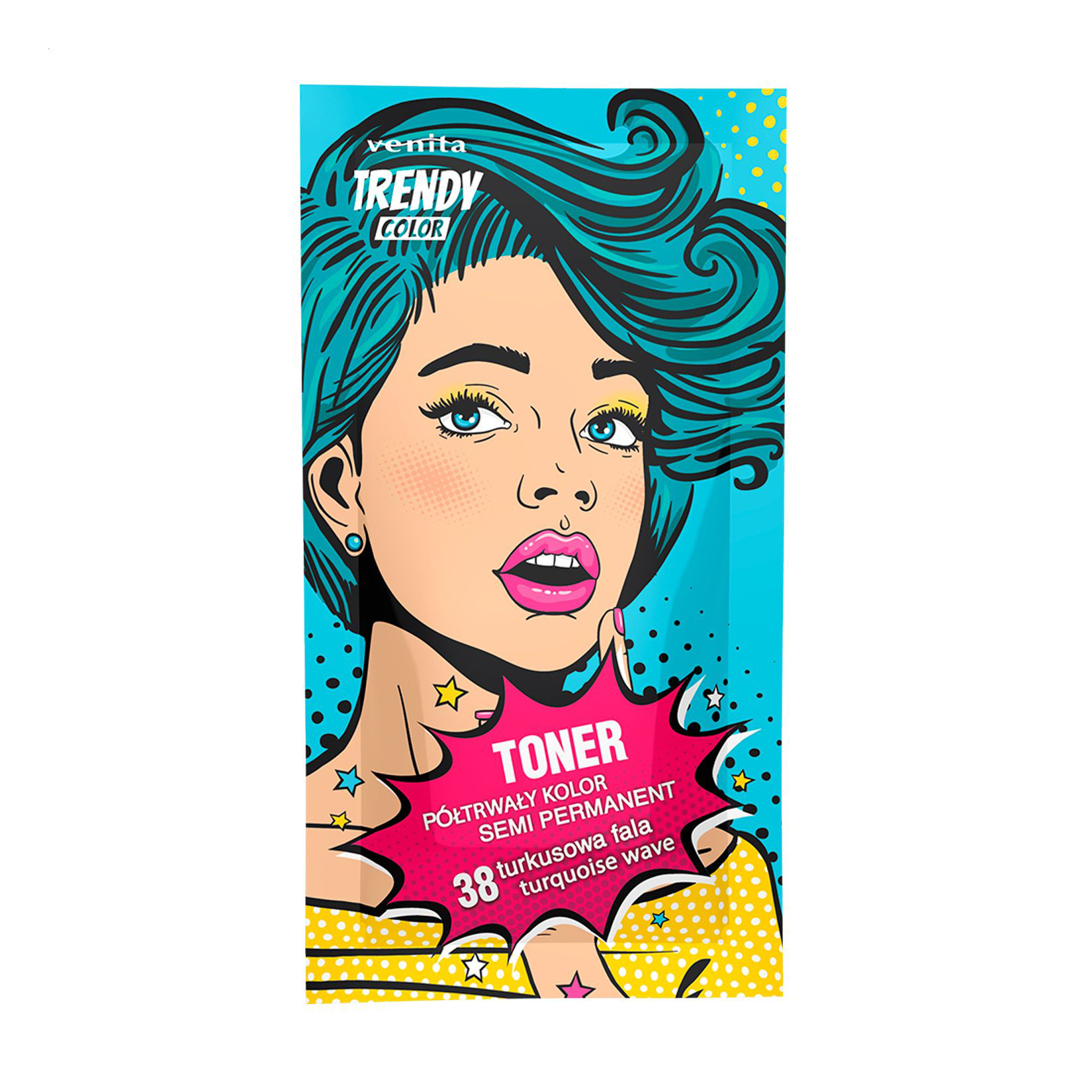 Відтінковий тонер для волосся Venita Trendy Color Toner 38 Turquoise Wave, 35 г (саше)