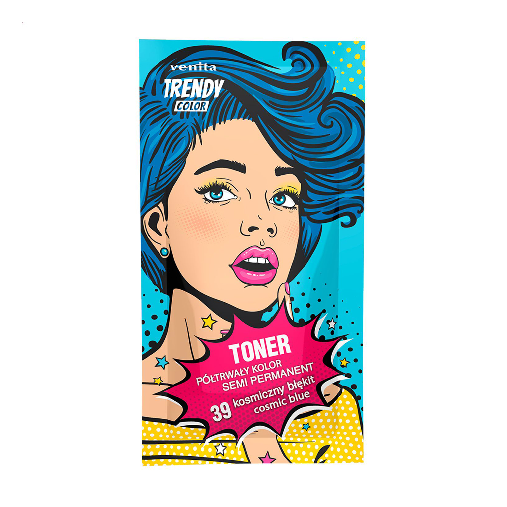 Відтінковий тонер для волосся Venita Trendy Color Toner 39 Cosmic Blue, 35 г (саше)