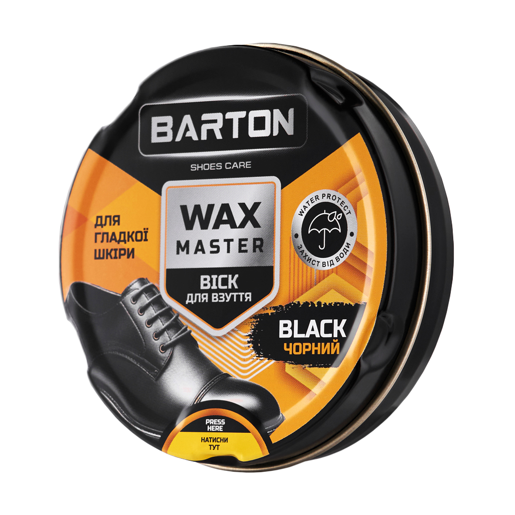 Віск для взуття Barton Wax Master для гладкої шкіри, чорний, 75 мл