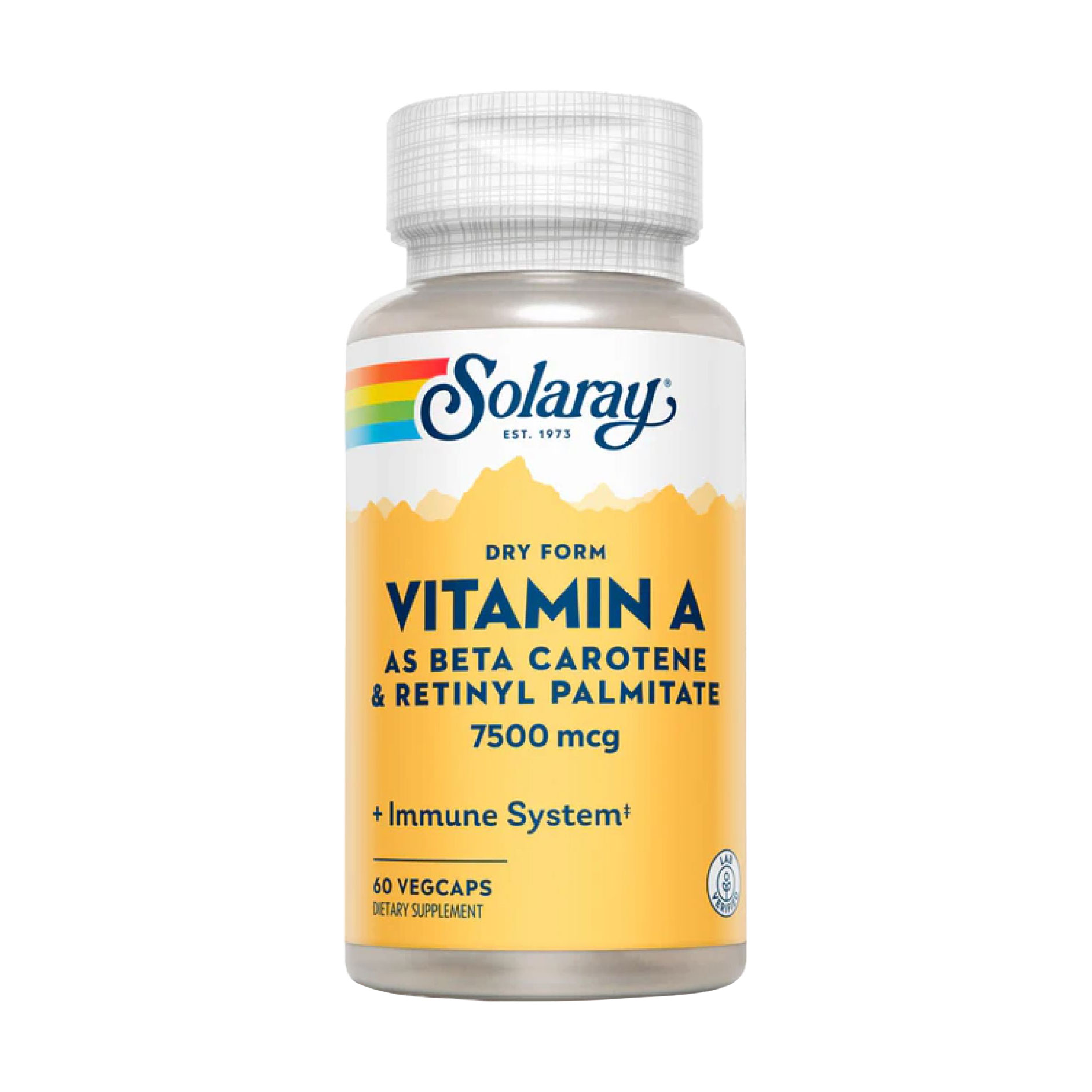 Вітамін А Solaray Dry Form Vitamin A 7500 мкг, 60 вегетаріанських капсул