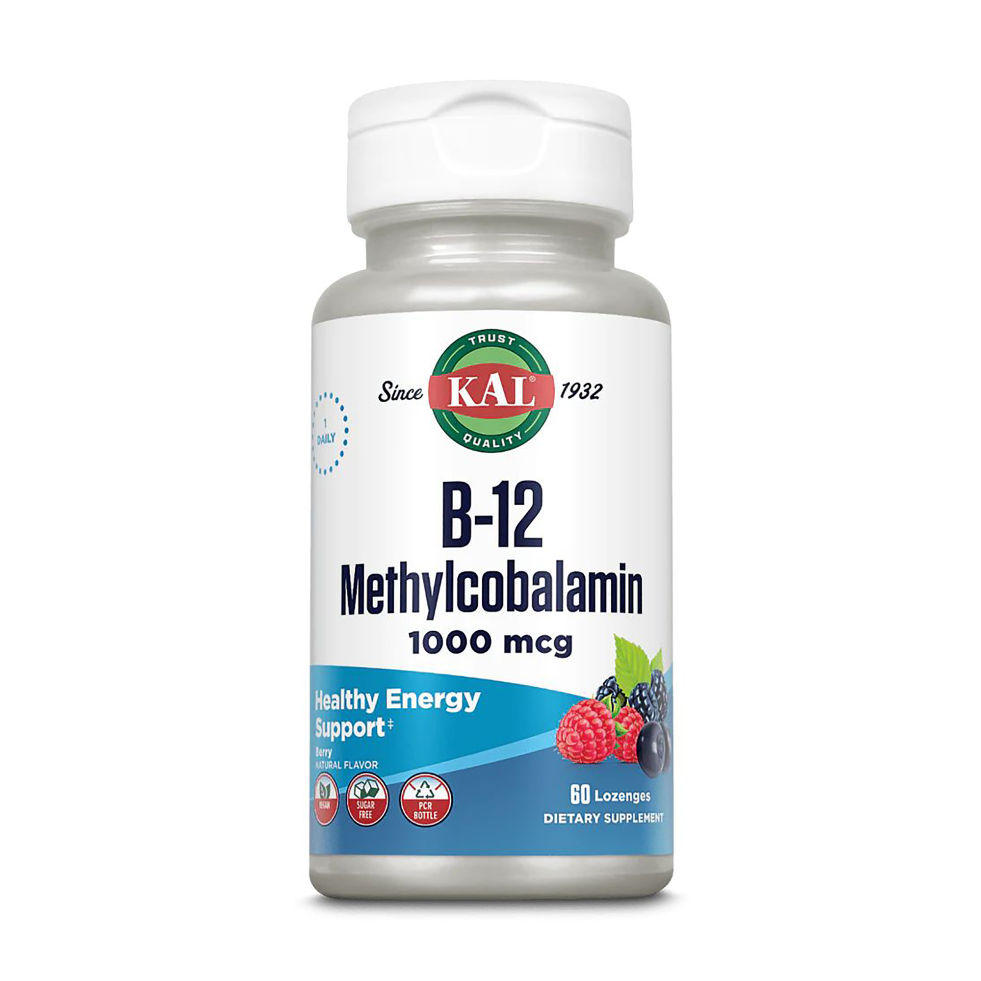 Вітамін B12 Метилкобаламін KAL B12 Methylcobalamin 1000 мкг, зі смаком ягід, 60 льодяників