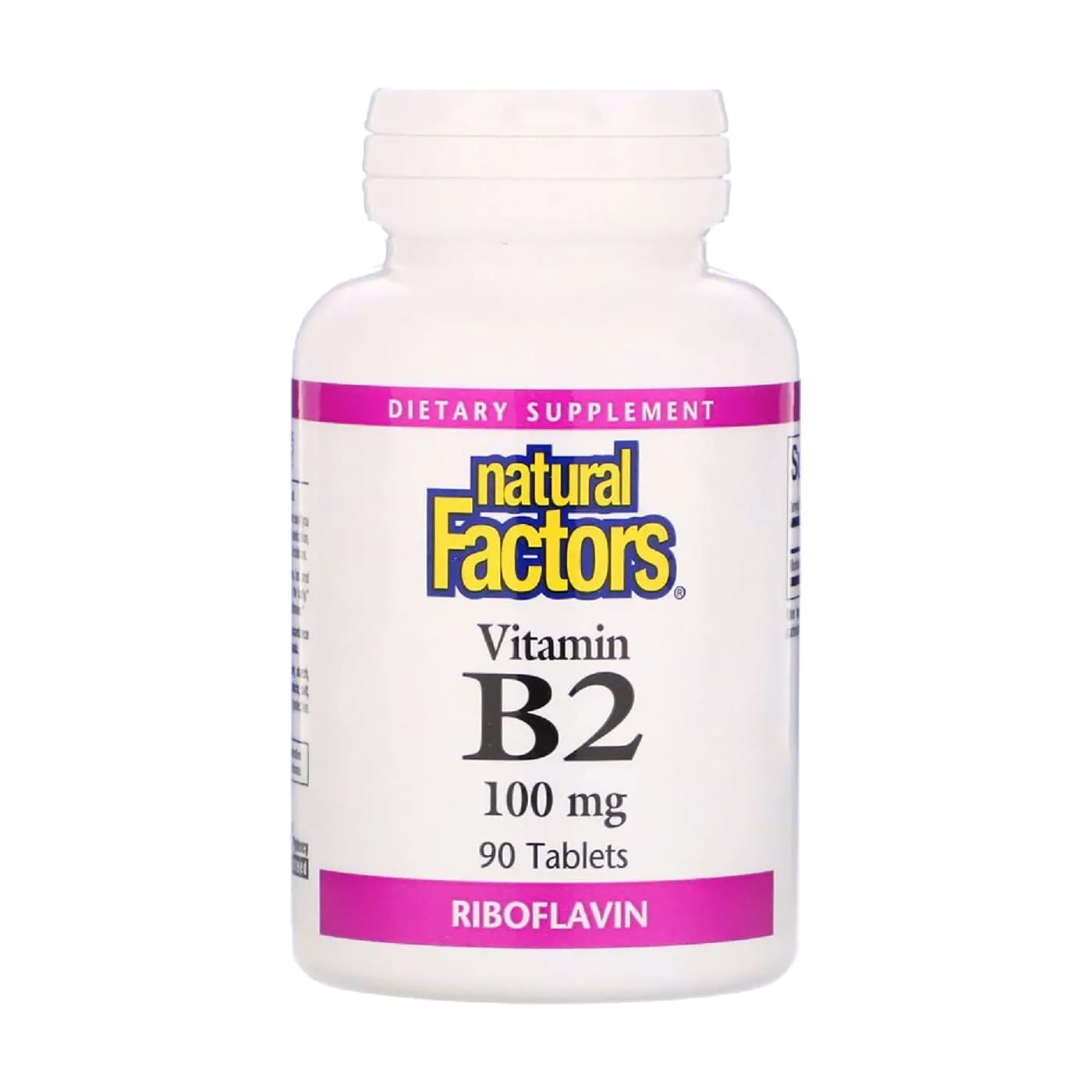 Вітамін B2 (Рибофлавін) Natural Factors Vitamin B2, 100 мг, 90 таблеток