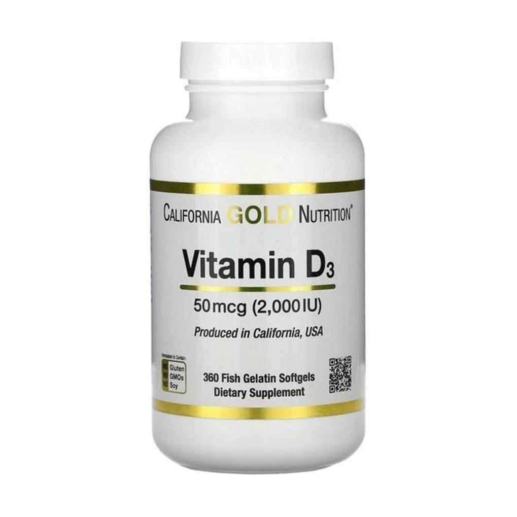 Вітамін Д3 California Gold Nutrition Vitamin D3, 50 мкг, 360 капсул