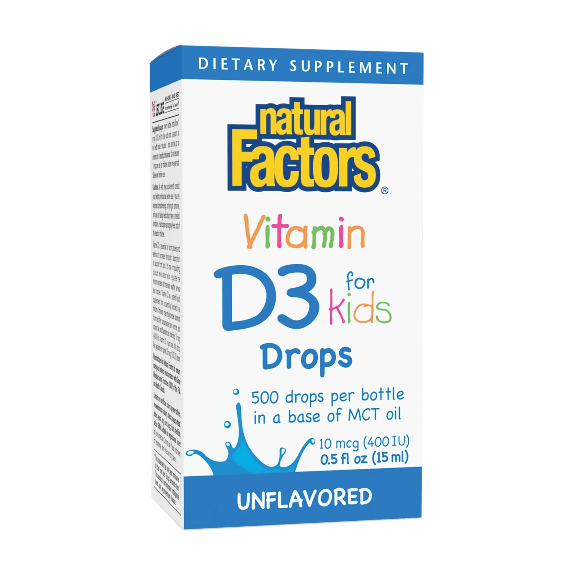 Вітамін Д3 для дітей Natural Factors Vitamin D3 Drops 400 МО, без ароматизаторів, в краплях, 15 мл