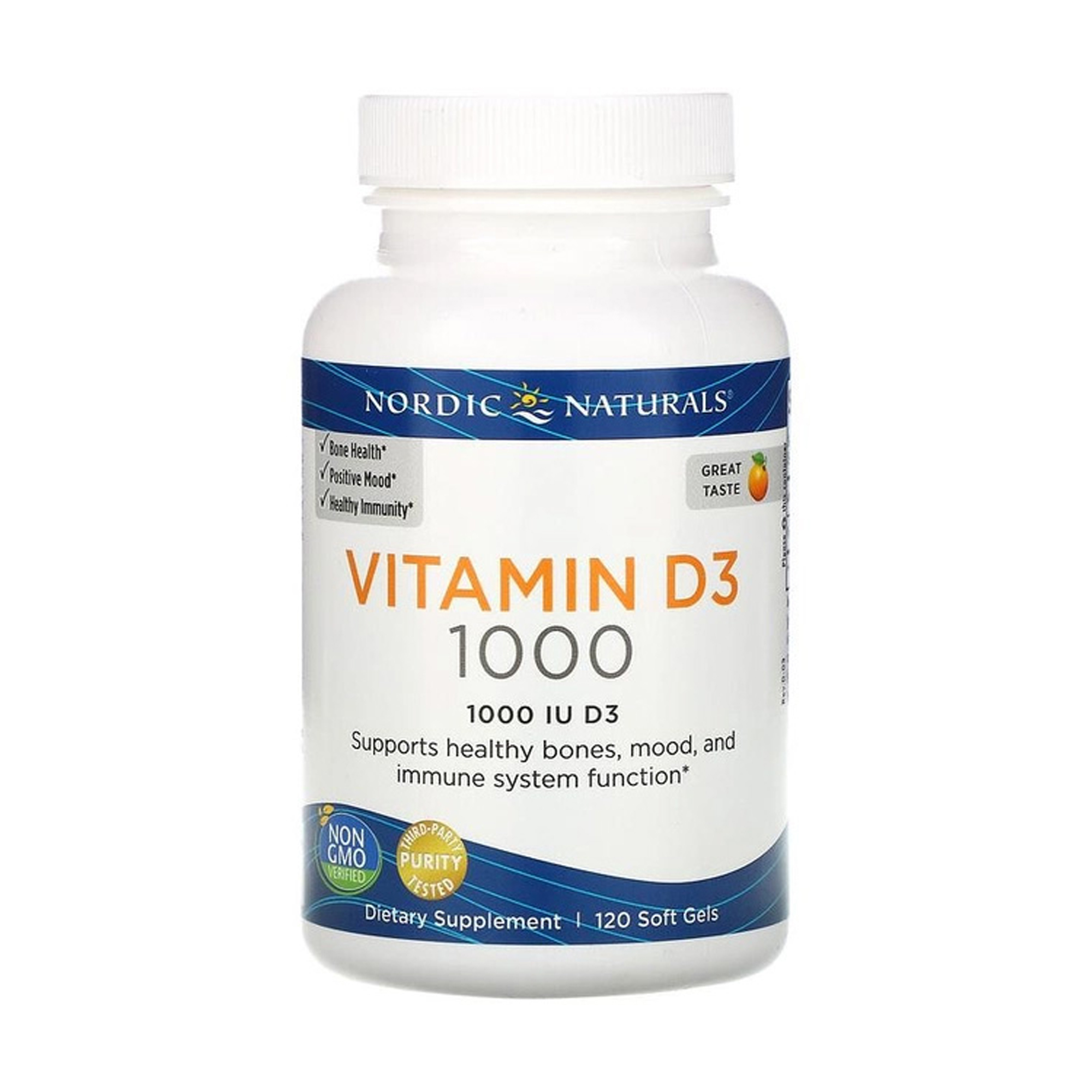 Вітамін Д3 Nordic Naturals Vitamin D3 зі смаком апельсину, 1000 МО, 120 желатинових капсул