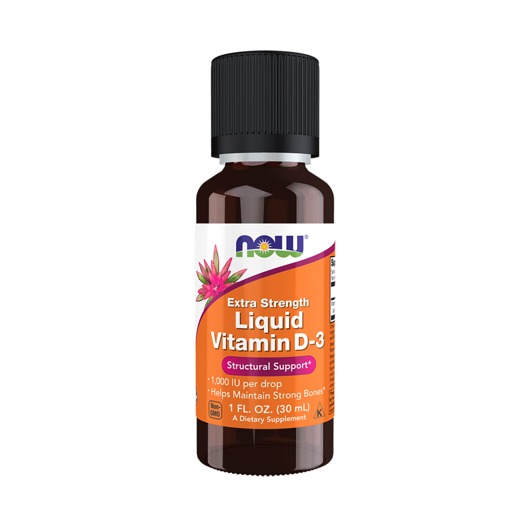 Вітамін Д3 NOW Foods Liquid Vitamin D3 з підвищеною силою 1000 МО, в краплях, 30 мл