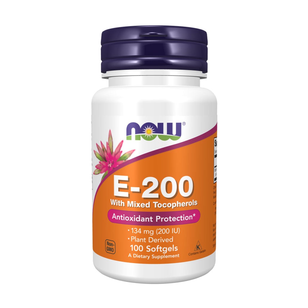Вітамін E NOW foods E-200 With Mixed Tocopherols, 100 капсул