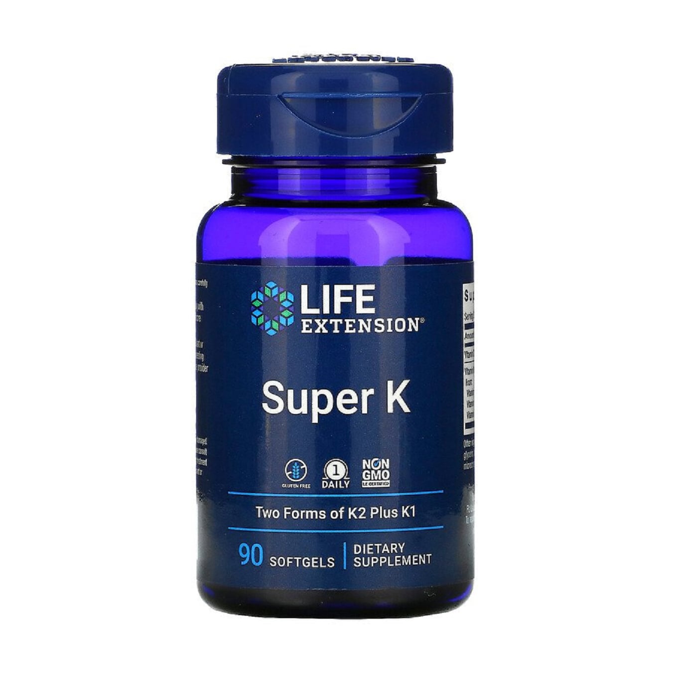 Вітамін К у двох формах (K2+K1) Life Extension Super K, 90 капсул