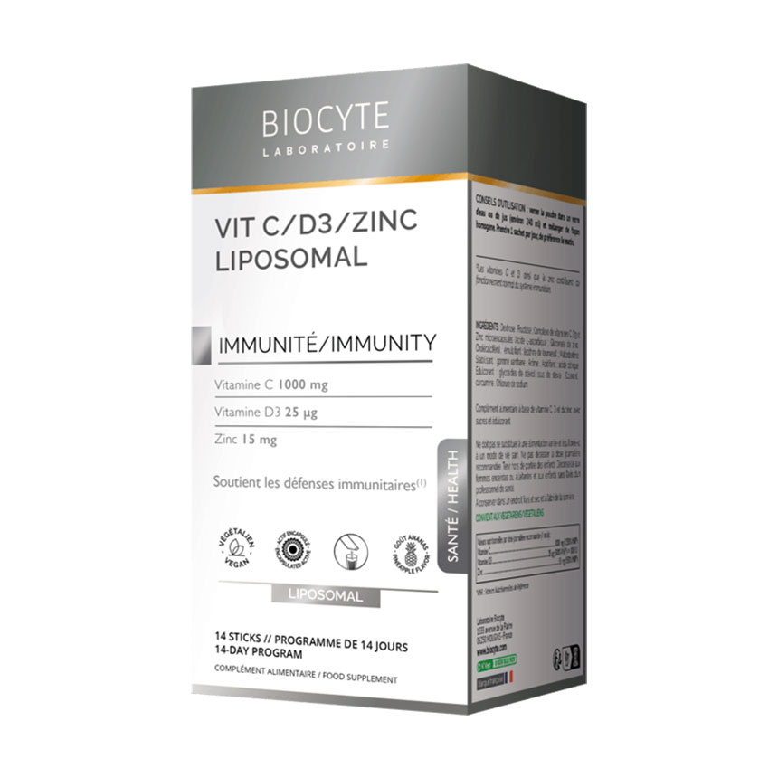 Вітамінно-мінеральний комплекс Biocyte Vit C/D3/Zinc Liposomal, 14 стіків