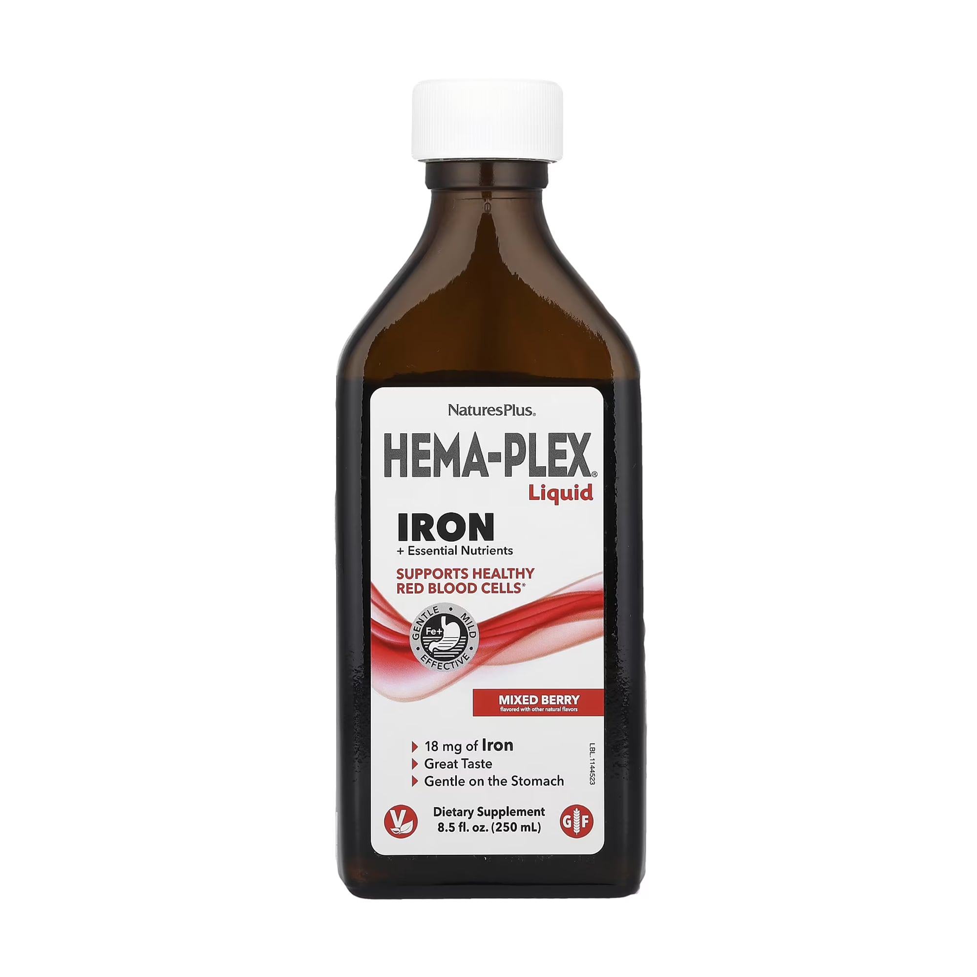 Вітамінно-мінеральний комплекс NaturesPlus Hema-Plex Liquid Iron + Essential Nutrients зі смаком ягід, 250 мл