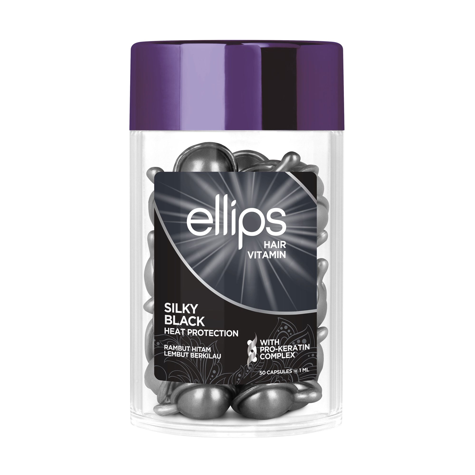 Вітаміни для волосся Ellips Hair Vitamin Silky Black Шовкова ніч з Pro-кератиновим комплексом, 50*1 мл