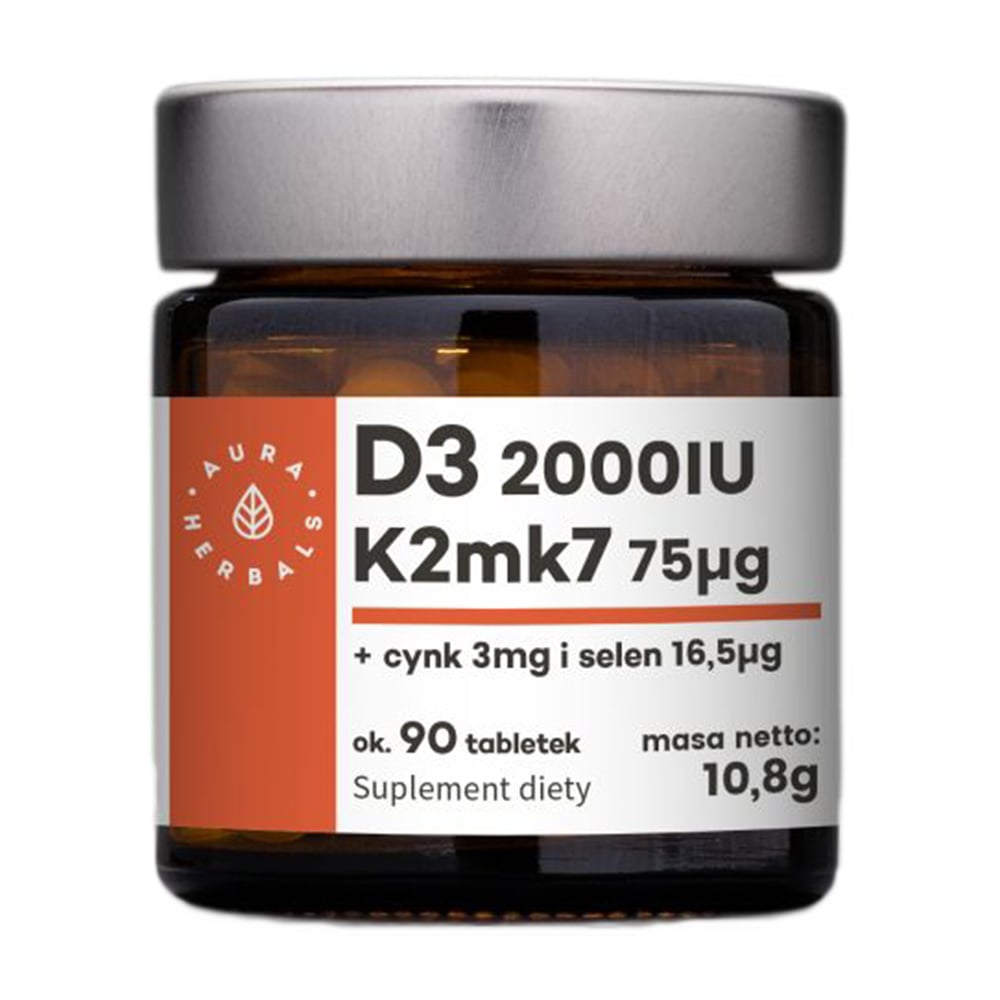 Вітаміни та мінерали Aura Herbals Vitamin D3 + K2 + Zinc + Selenium, 90 таблеток
