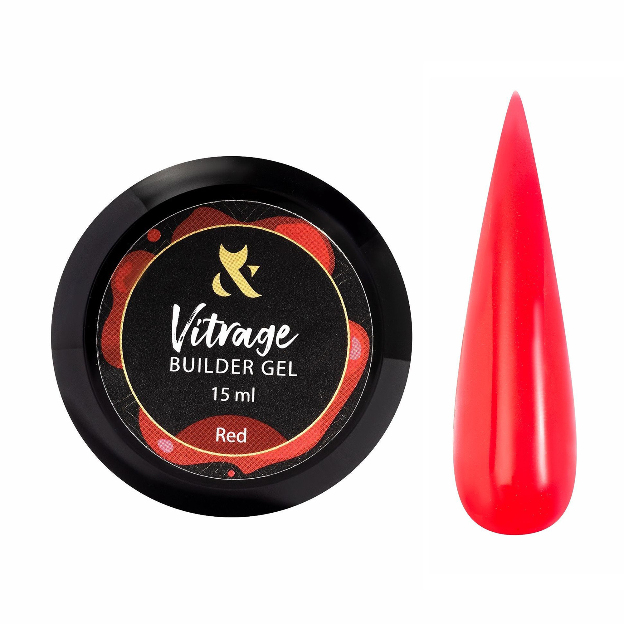 Вітражний будівельний гель для нігтів F.O.X Vitrage Builder Gel, Red, 15 мл